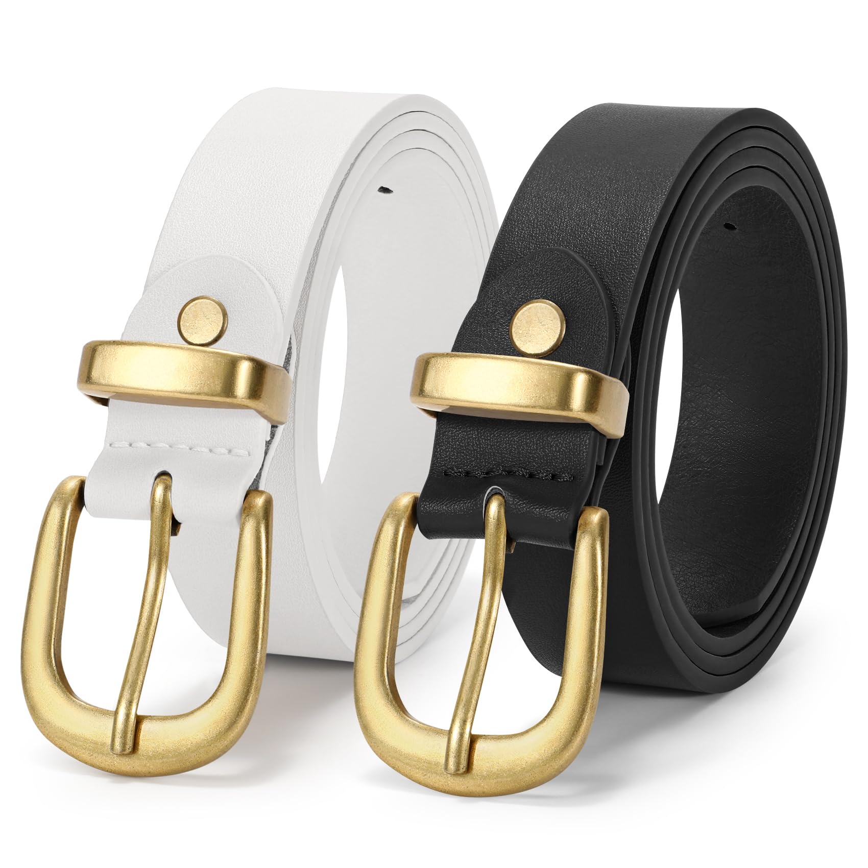 JASGOOD Womens Leather Belts for Jeans Pants 1.1" Width Vintage Ladies Belts for Dresses