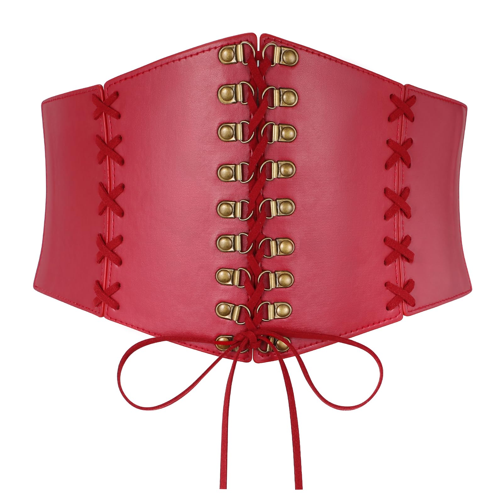 JASGOOD Women Wide Waist Belt Vintage Elastic Corset Belt Lace-up Tied Waspie Corset Belt for Dress Halloween Costume