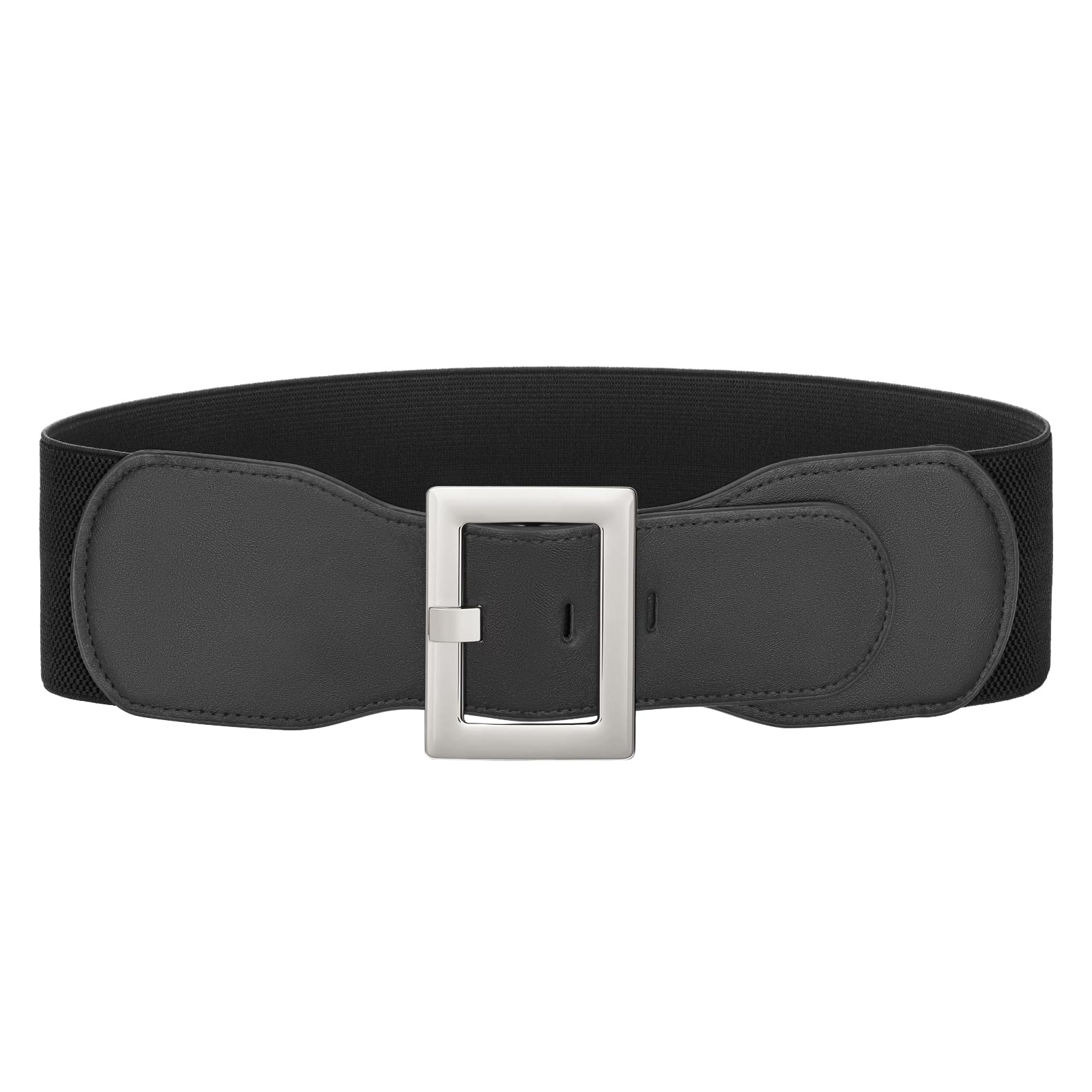 JASGOOD Women Wide Elastic Belt Stretchy Vintage Waist Belts for Dress Santa Belt with Square Buckle