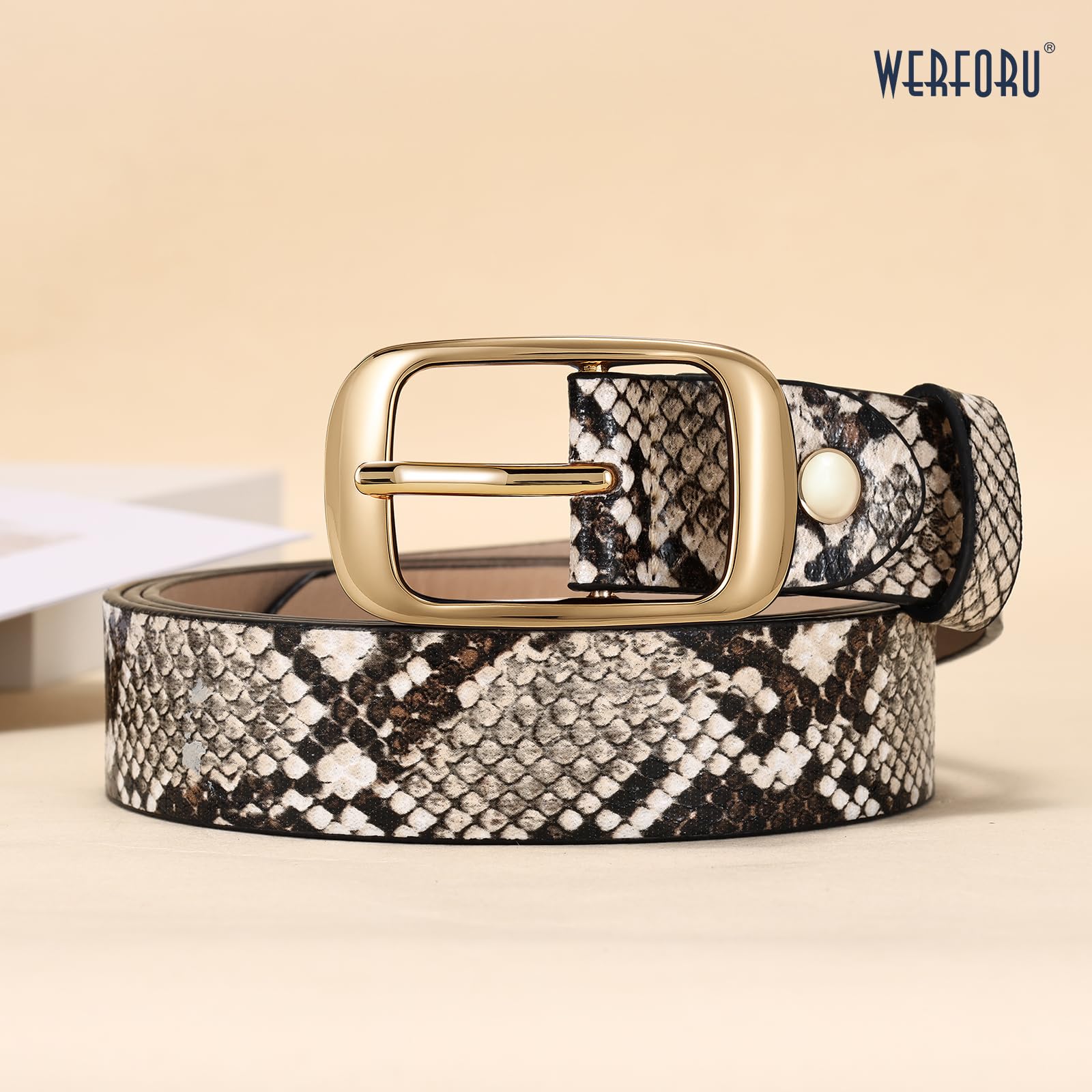 WERFORU Plus Size Belt for Women Leather Belt with Metal Buckle Ladies Casual Belt for Jeans Pants - JASGOOD OFFICIAL
