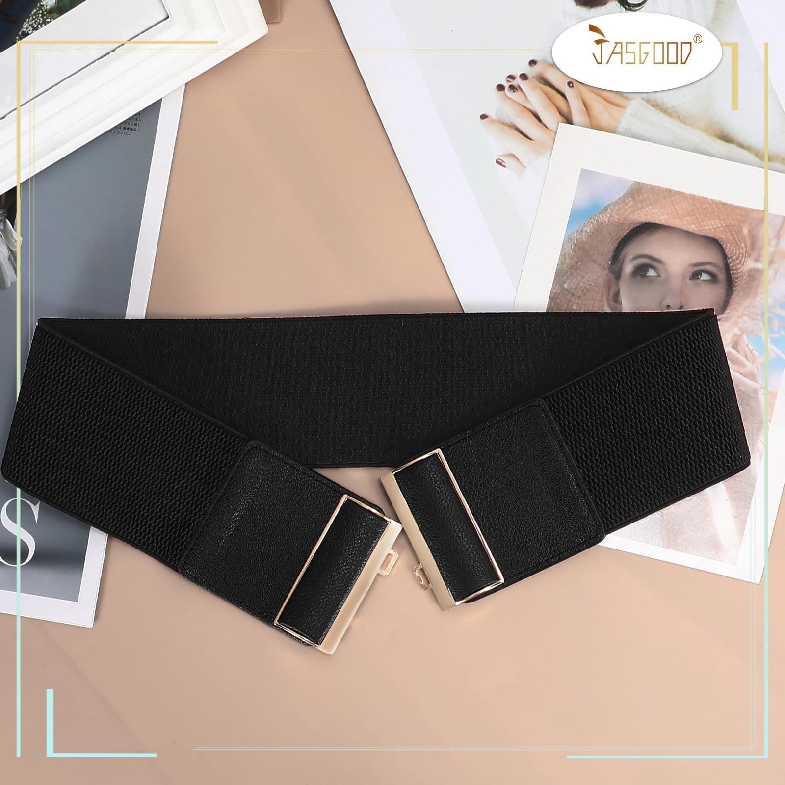 JASGOOD 4 Pack Wide Elastic Stretch Waist Belts for Women Dress Belt - JASGOOD OFFICIAL