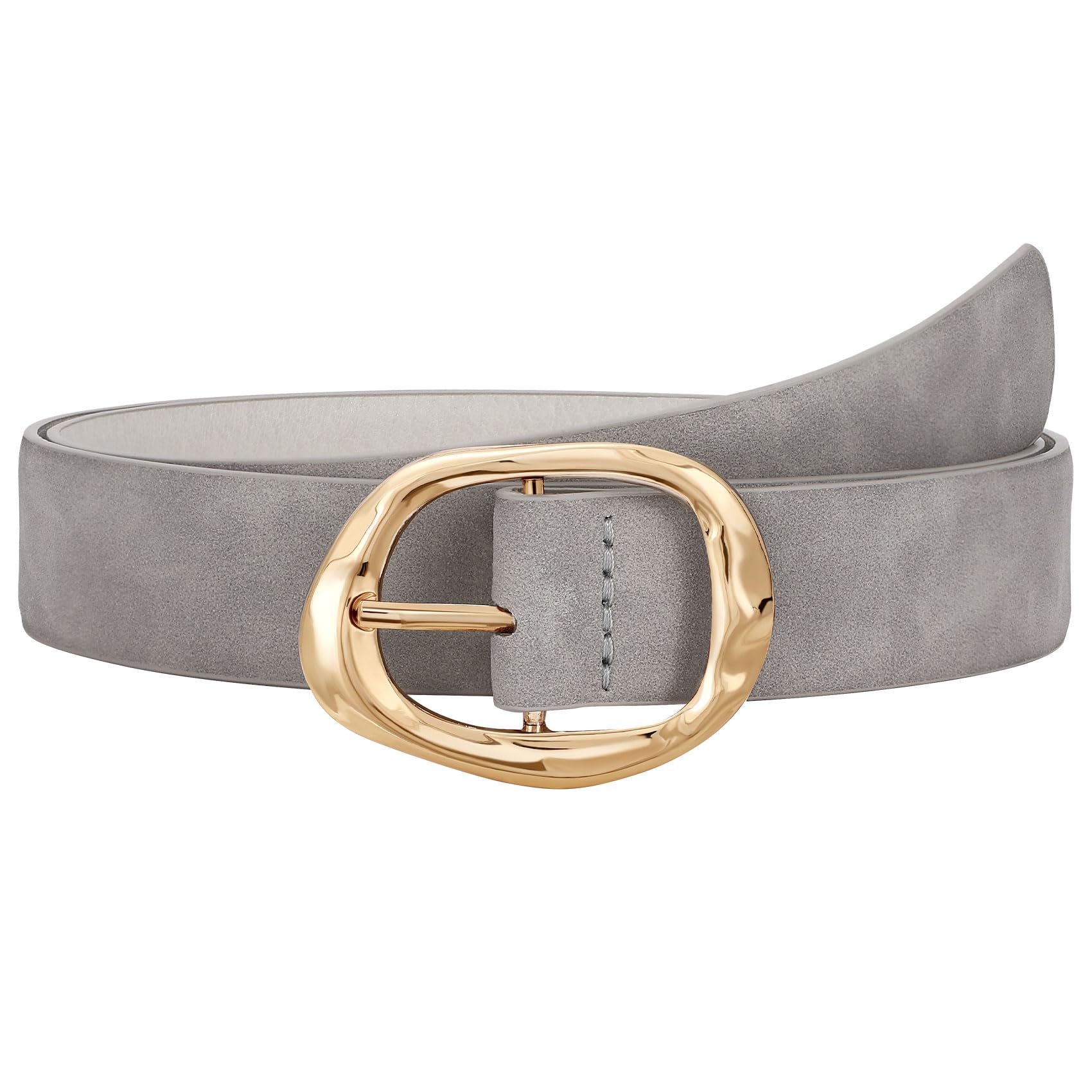 Women Leather Belt for Jeans Pants Ladies Casual Waist Belt Fashion Women Belt with Gold Buckle - JASGOOD OFFICIAL