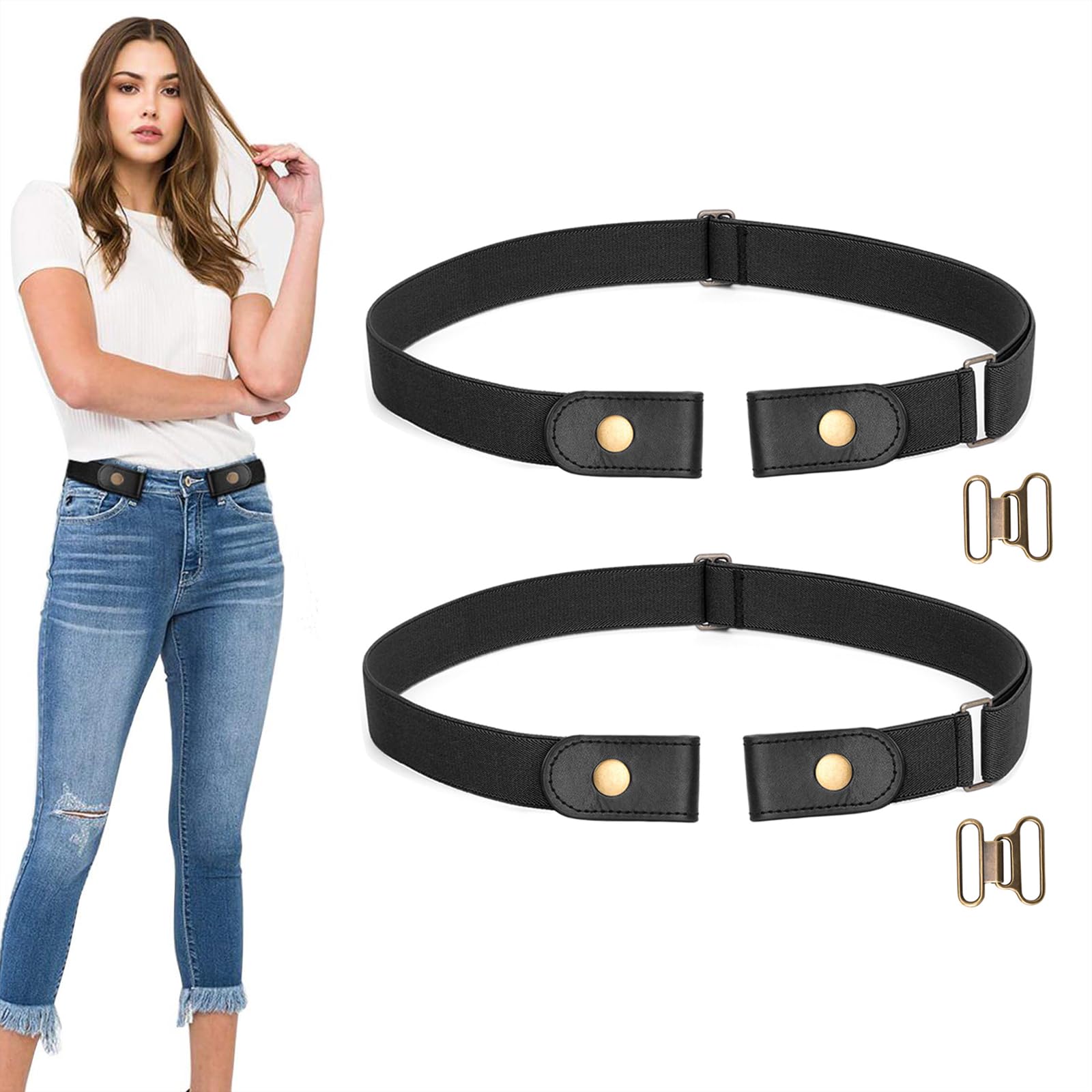 WERFORU No Buckle Stretch Belt for Women and Men Elastic Waist Belt up to 72 Inches for Jeans Pants - JASGOOD OFFICIAL