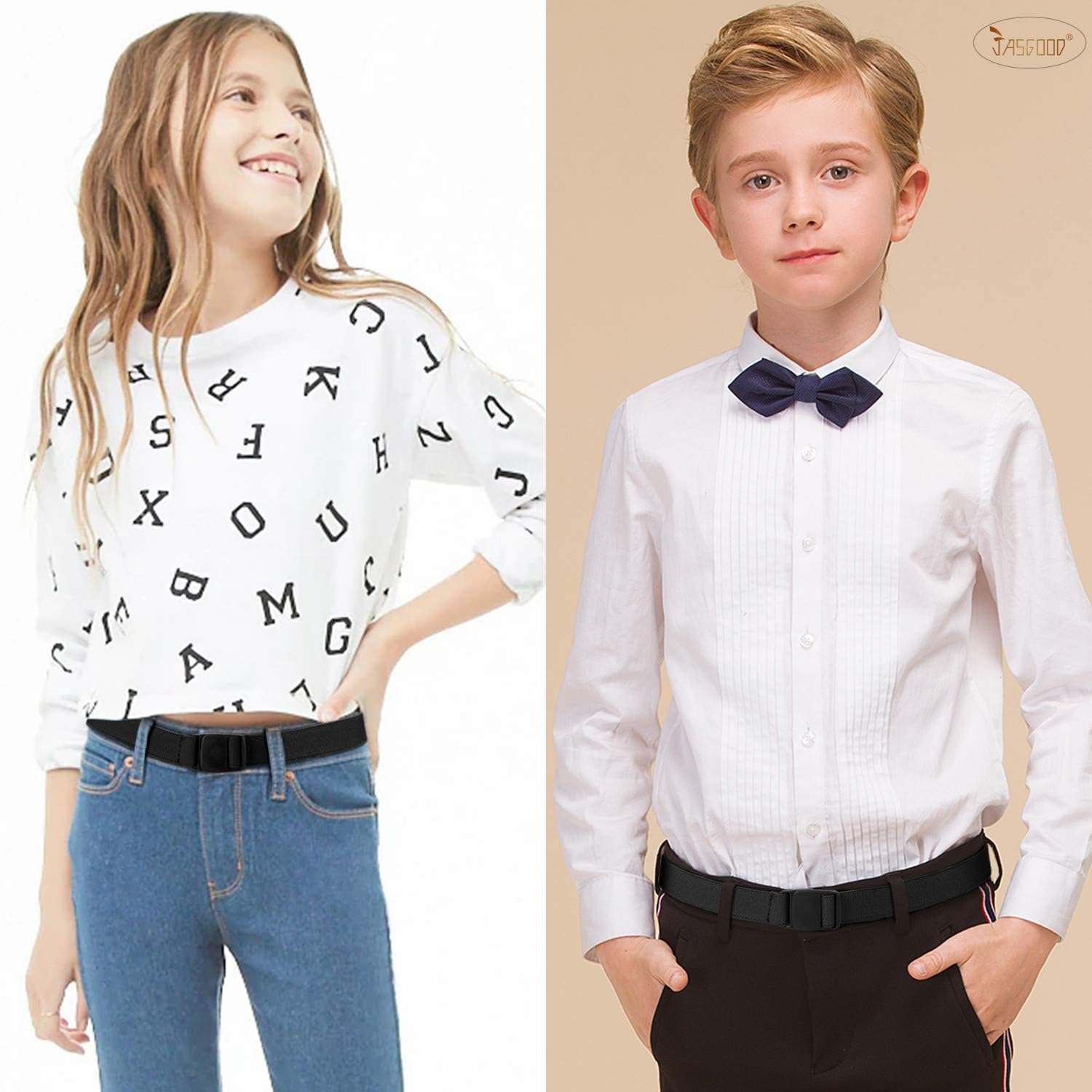 JASGOOD Kids Nickel Free Belts,Adjustable Elastic Belts for Pants Children,Stretch Belts for Boys Girls and Toddlers
