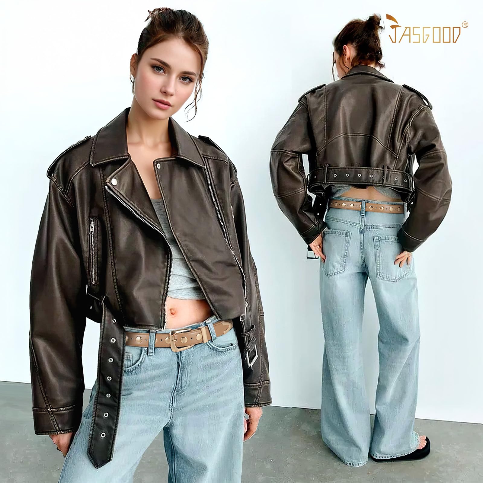 JASGOOD Women Leather Belt Fashion Studded Belt Ladies Punk Belt Vintage Leather Belt for Jeans Dress - JASGOOD OFFICIAL