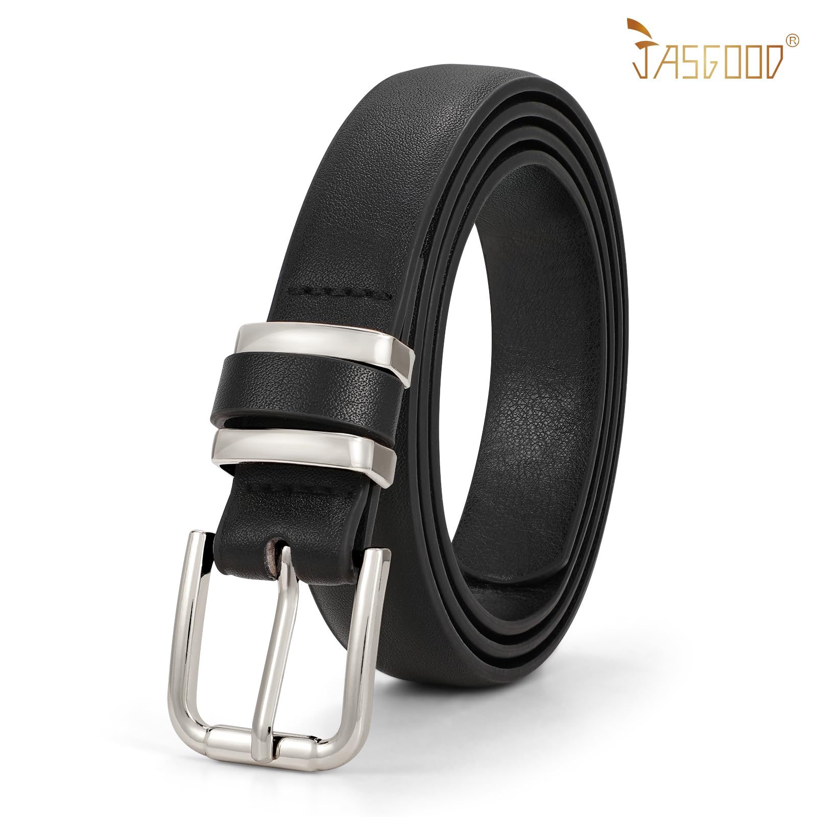 JASGOOD 3 Pack Women's Leather Belts for Jeans Dress Pants Trendy Belts with Gold Buckle