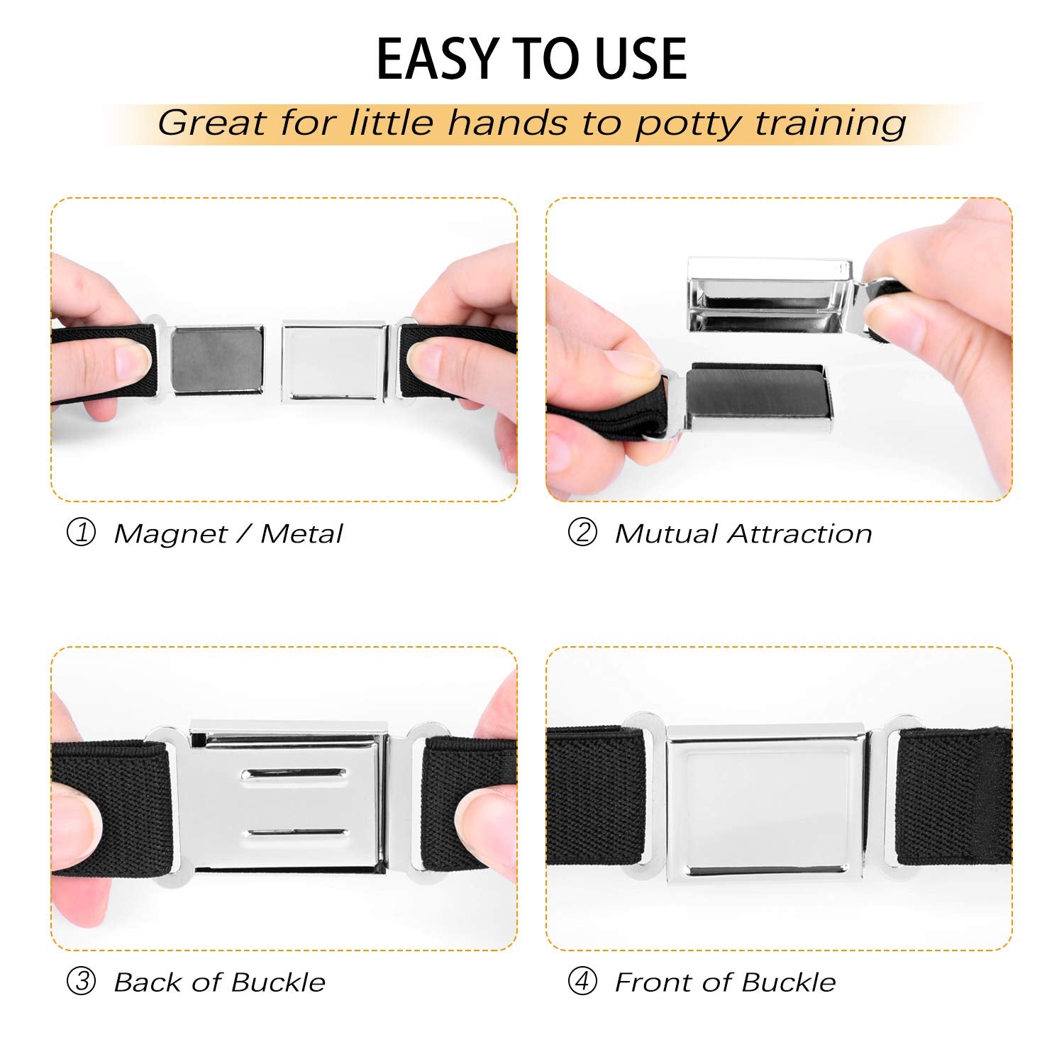 JASGOOD Kids Adjustable Magnetic Belt Boys Girls Elastic Belt with Easy Magnetic Buckle for Back to School Girls