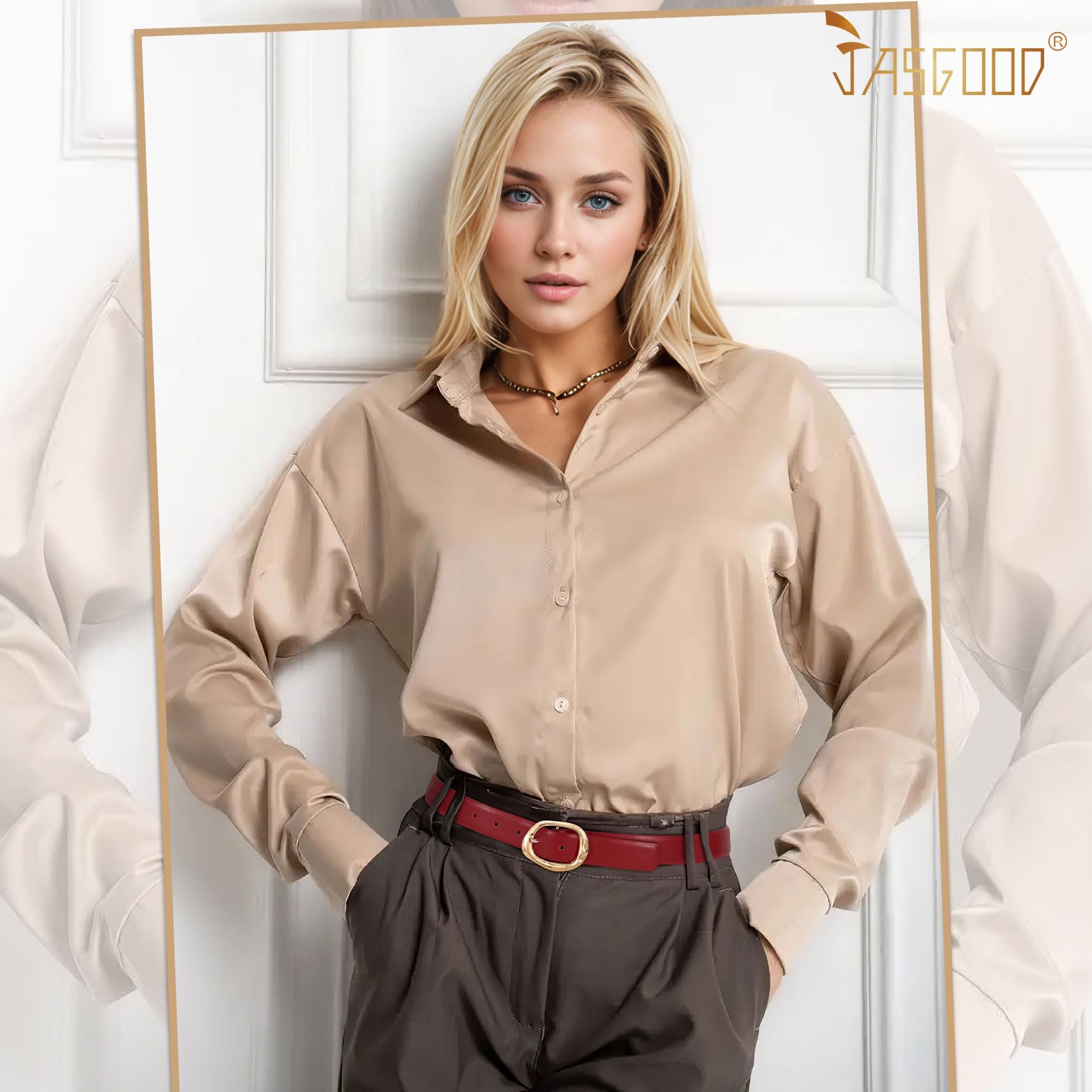 JASGOOD 3 Pack Women Belts for Jeans Pants Ladies Leather Waist Belt Casual Fashion Trend Belt for Women with Gold Buckle - JASGOOD OFFICIAL