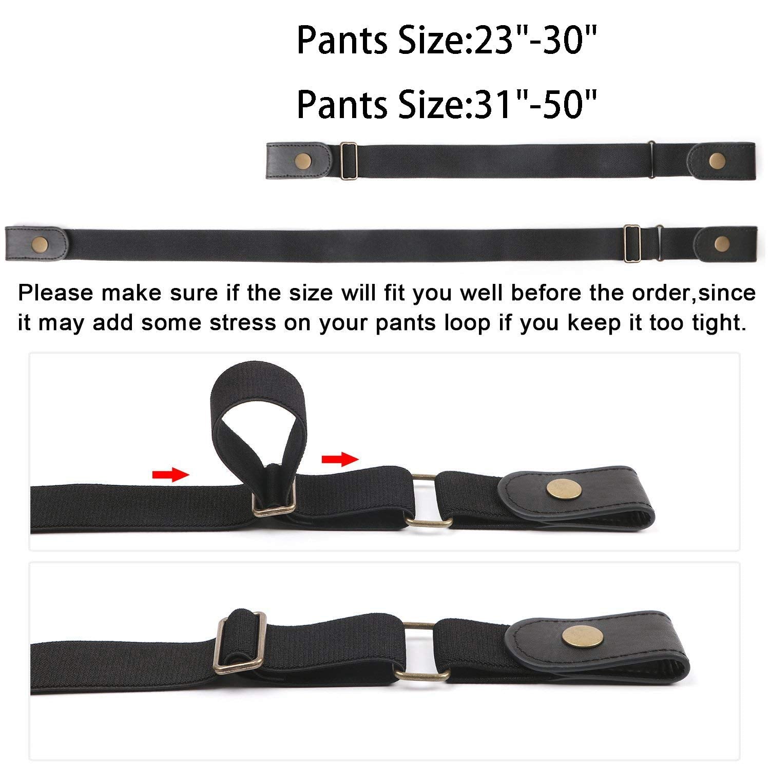 WERFORU No Buckle Stretch Belt for Women and Men Elastic Waist Belt up to 72 Inches for Jeans Pants - JASGOOD OFFICIAL