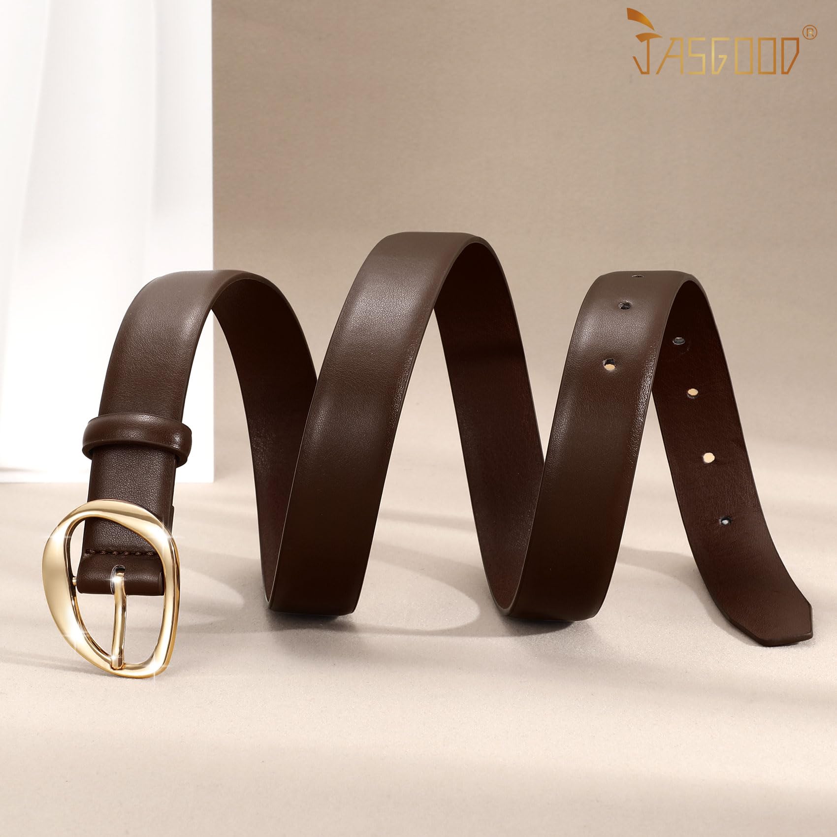 JASGOOD Leather Belts for Women Cute Casual Waist Belt with Gold Buckle Ladies for Jeans Pants Dresses - JASGOOD OFFICIAL
