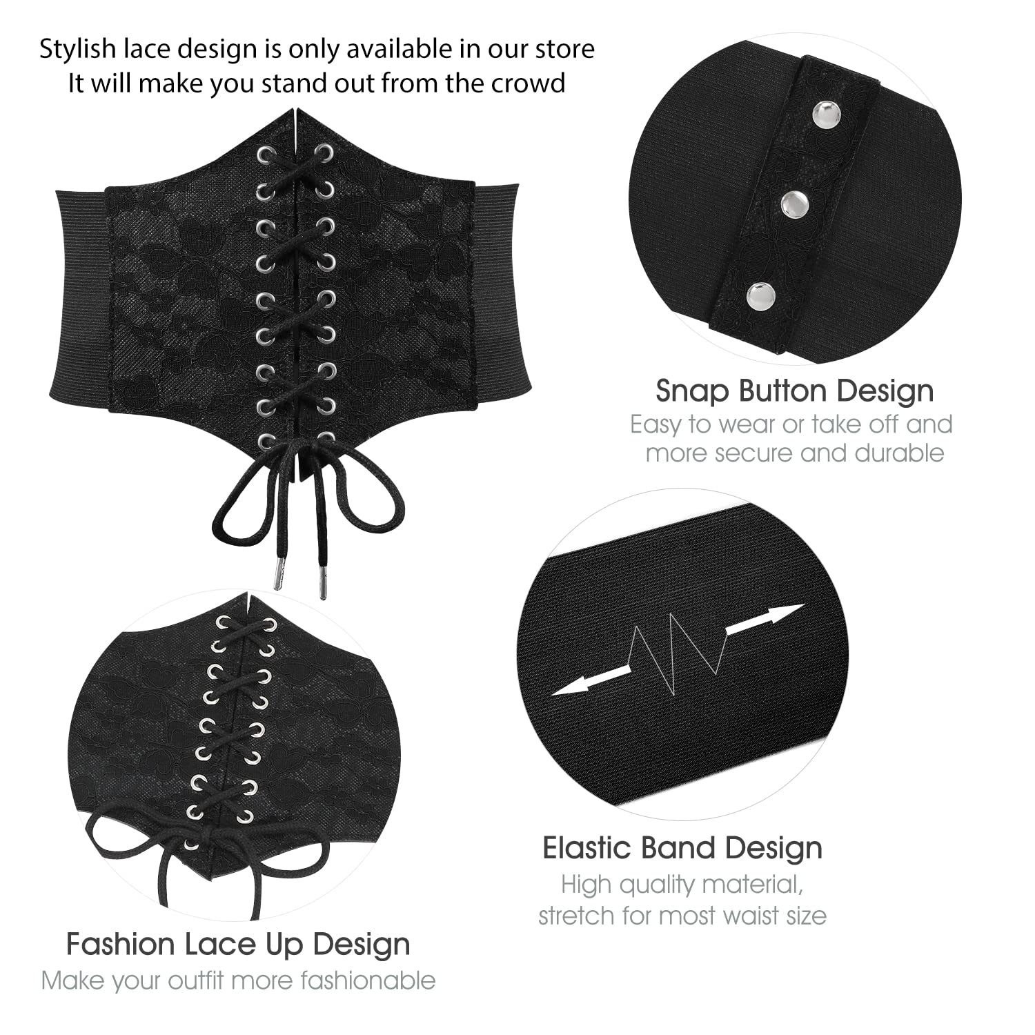 JASGOOD Women’s Elastic Costume Waist Belt Lace-up Tied Waspie Corset Belts for Women - JASGOOD OFFICIAL