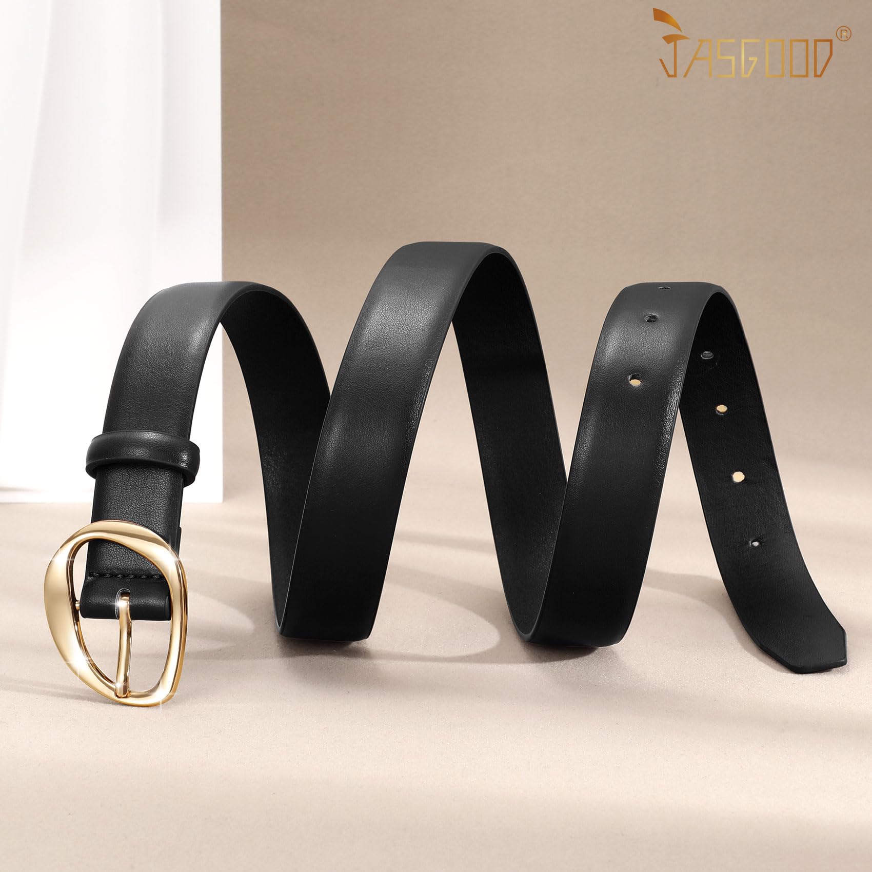 JASGOOD Leather Belts for Women Cute Casual Waist Belt with Gold Buckle Ladies for Jeans Pants Dresses - JASGOOD OFFICIAL