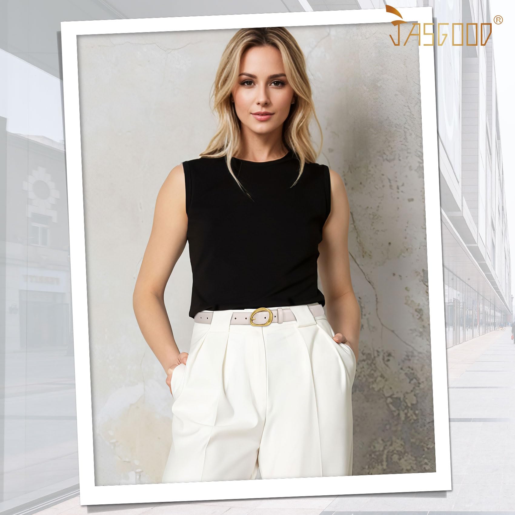 JASGOOD Leather Belts for Women Cute Casual Waist Belt with Gold Buckle Ladies for Jeans Pants Dresses - JASGOOD OFFICIAL