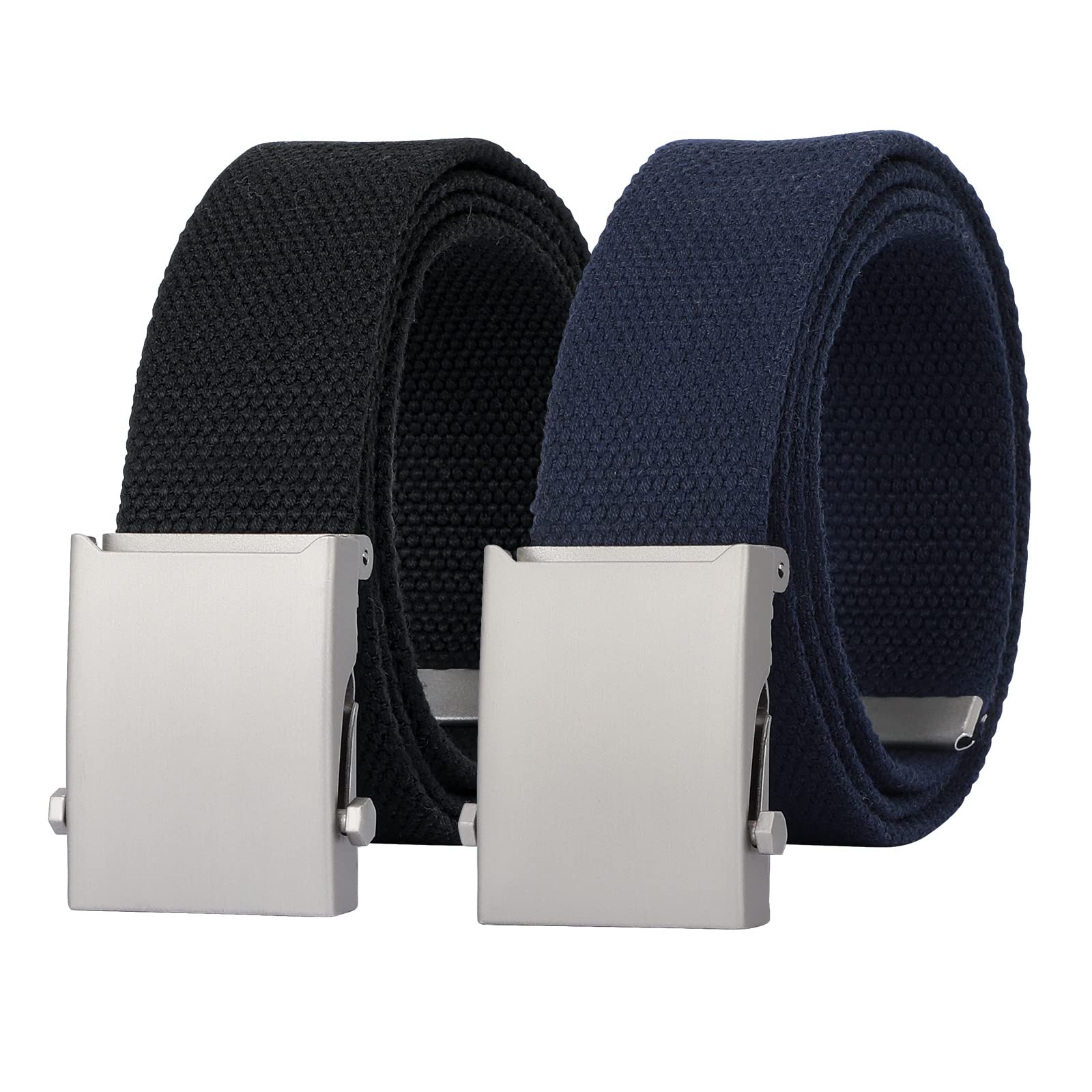 JASGOOD 2 Pack Canvas Web Belt for Men Adjustable Cloth Fabric Military Belt with Metal Buckle