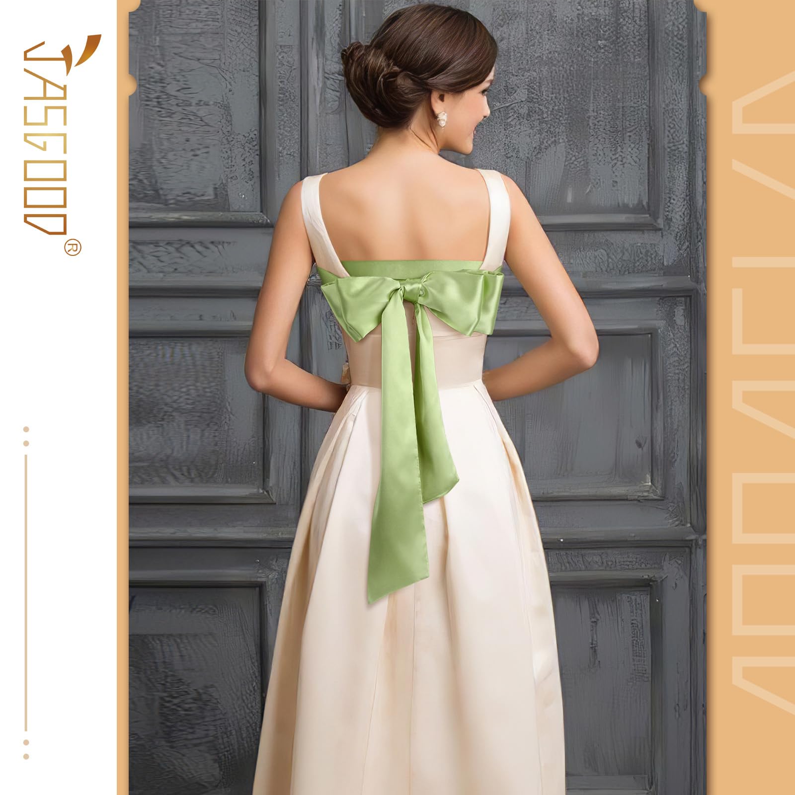 JASGOOD Women Sash Belt for Dress Long Satin Waist Belt for Wedding Party Special Occasion 3.7" Width
