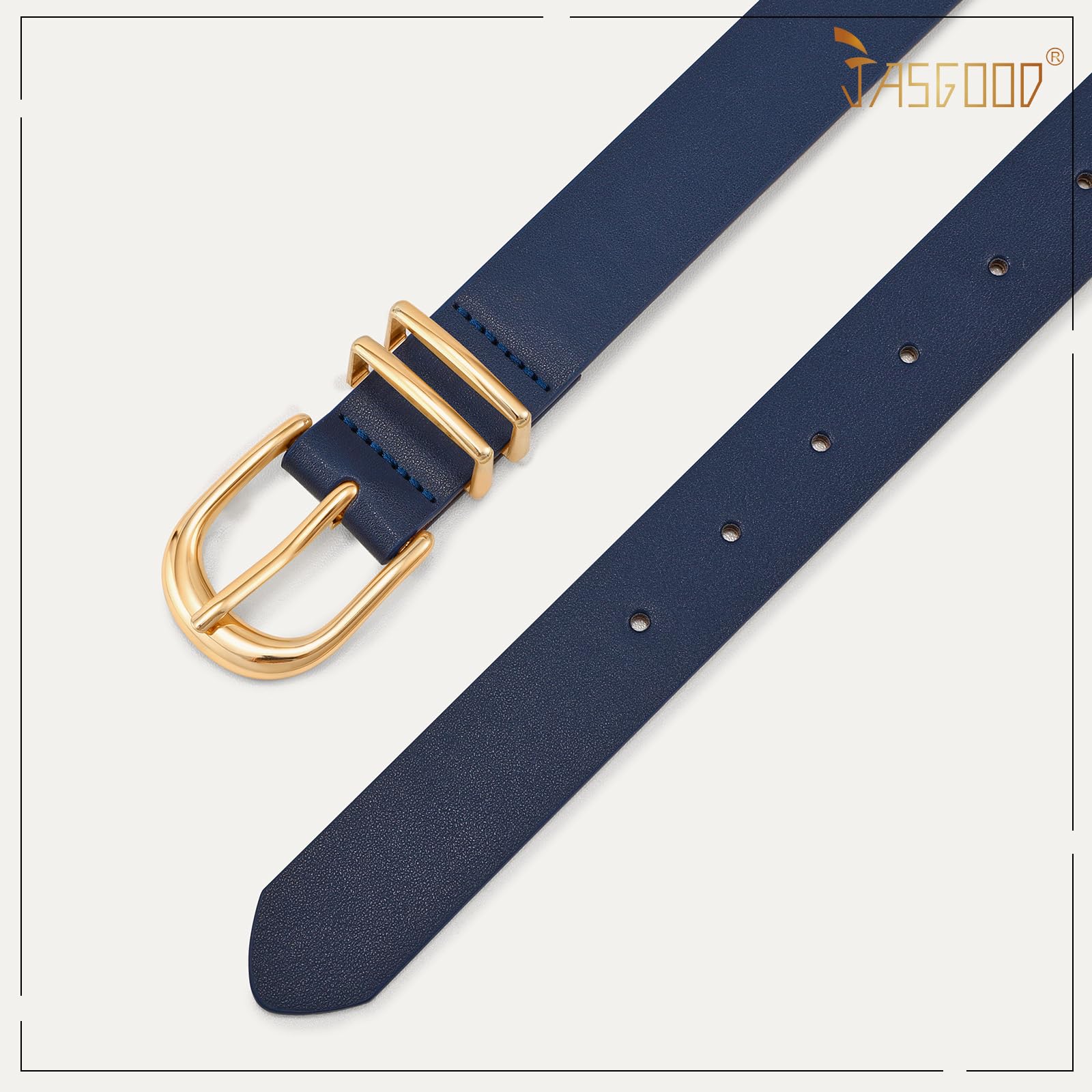 JASGOOD 3 Pack Women Leather Belts For Jeans Dresses Pants Ladies Faux Leather Waist Belt with Gold Buckle - JASGOOD OFFICIAL