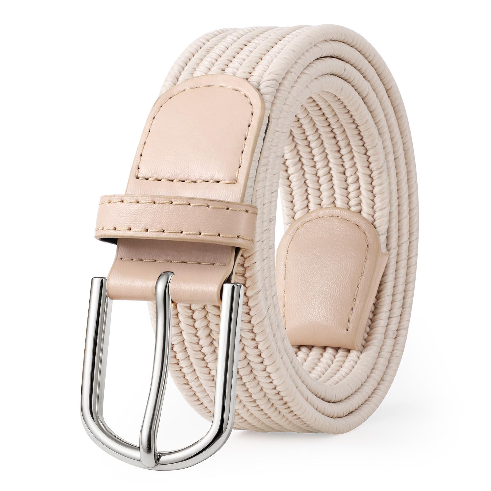 JASGOOD Elastic Braided Stretch Belt Women Golf Casual Fabric Woven Belt 1 3/8" Adjustable Work