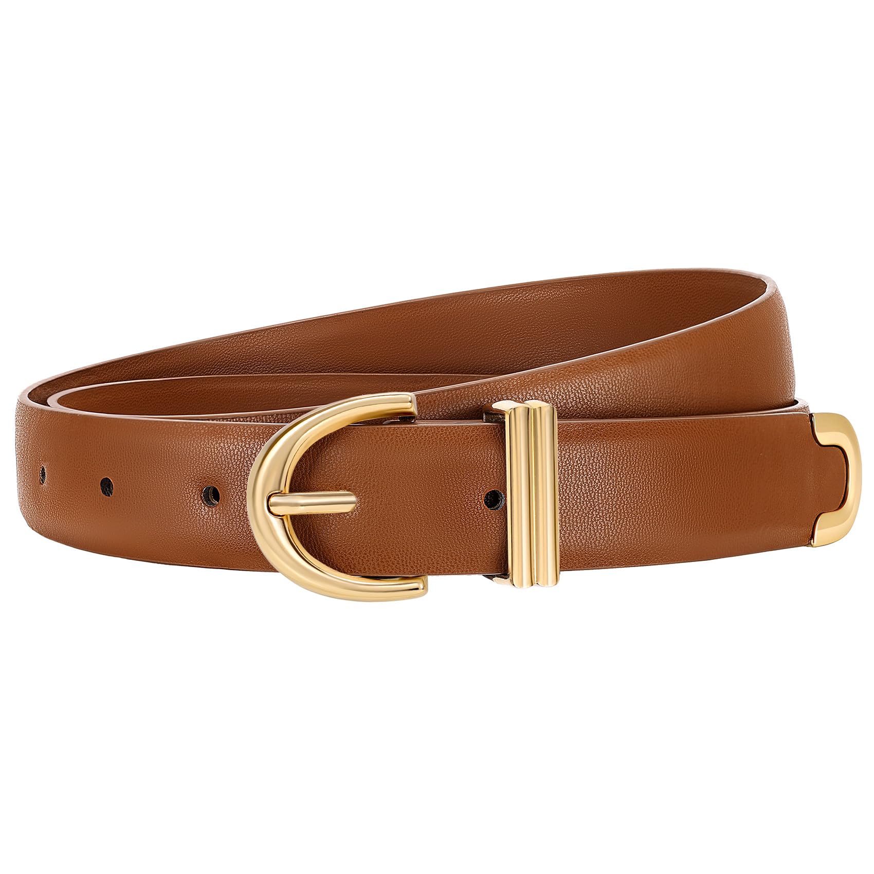 JASGOOD Women Leather Belt for Jeans Pants Fashion Gold Buckle Ladies Waist Belt