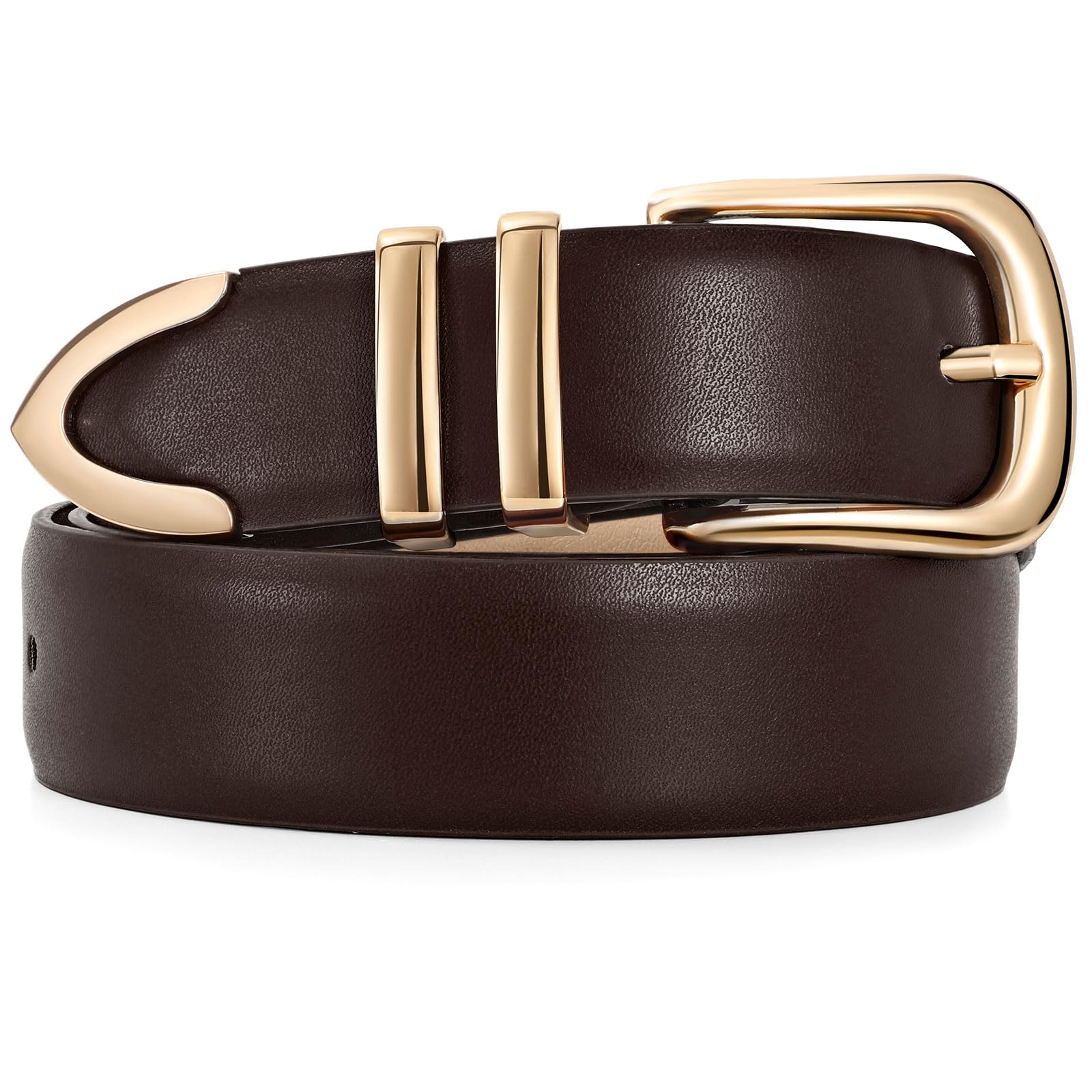 JASGOOD Women Leather Belt with Gold Buckle Ladies Fashion Faux Leather Waist Belt for Jeans Pants - JASGOOD OFFICIAL