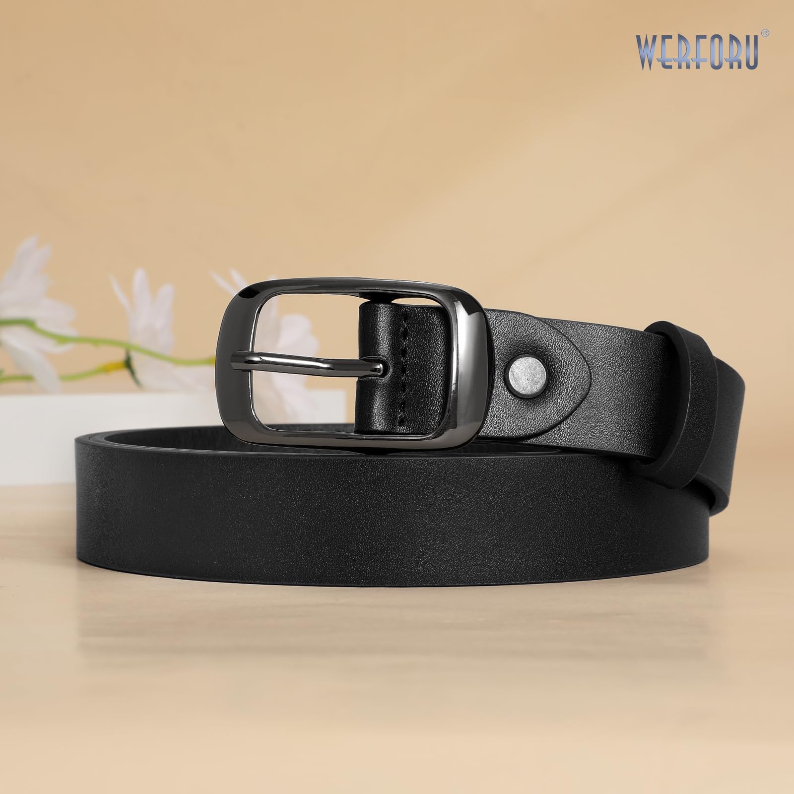 WERFORU Plus Size Belt for Women Leather Belt with Metal Buckle Ladies Casual Belt for Jeans Pants - JASGOOD OFFICIAL