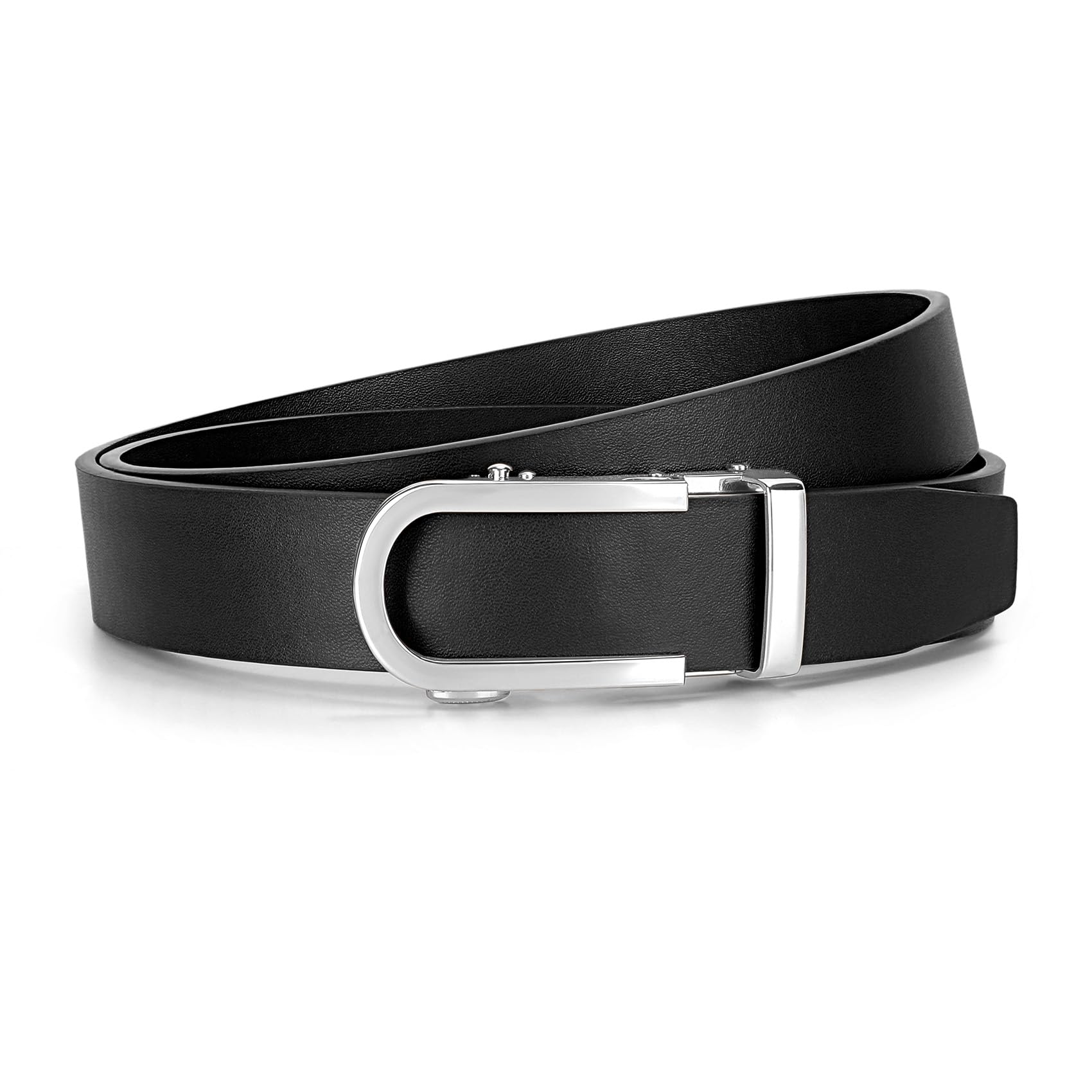 JASGOOD Women Leather Ratchet Belt for Jeans Pants Dresses Adjustable Belt with Automatic Sliding Buckle, Width 1.2" - JASGOOD OFFICIAL