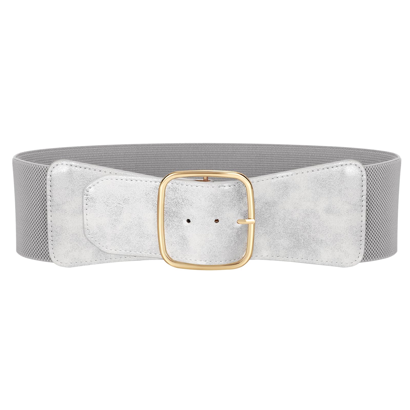 JASGOOD Women Elastic Wide Belt Ladies Stretchy Waist Belt with Square Buckle for Dress