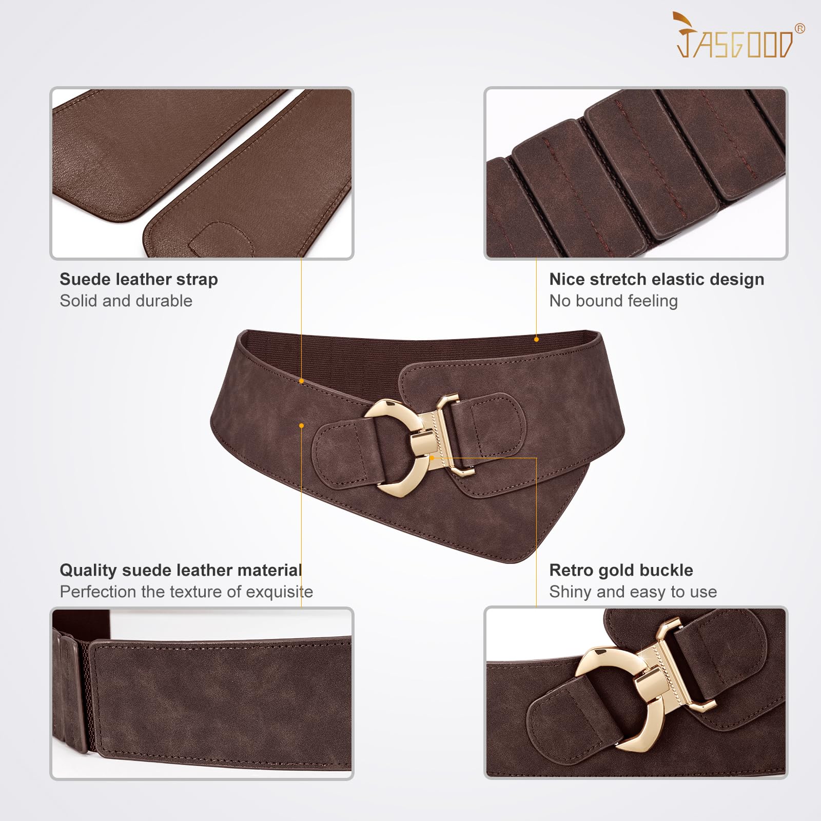 JASGOOD Wide Elastic Stretch Waist Belt Women's Adjustable Fashion Dress Belt - JASGOOD OFFICIAL