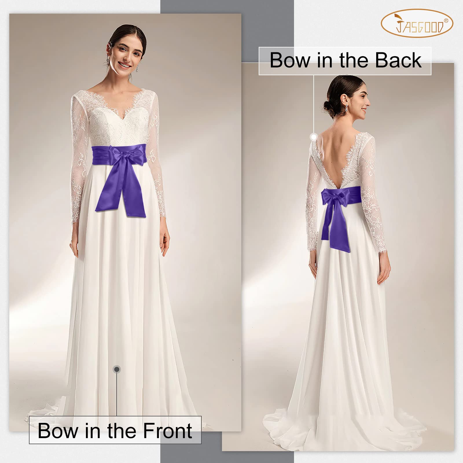 JASGOOD Women Sash Belt for Dress Long Satin Waist Belt for Wedding Party Special Occasion 3.7" Width