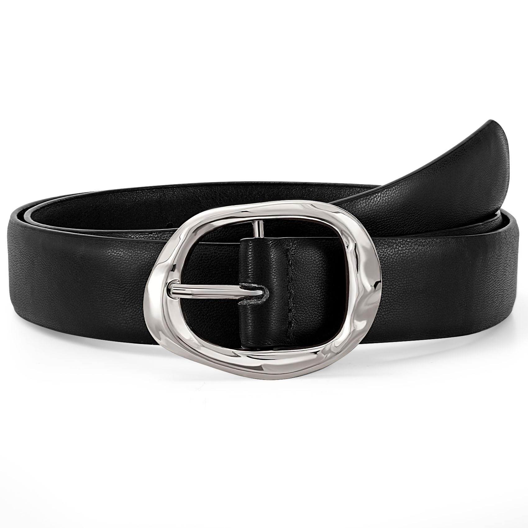 Women Leather Belt for Jeans Pants Ladies Casual Waist Belt Fashion Women Belt with Gold Buckle - JASGOOD OFFICIAL