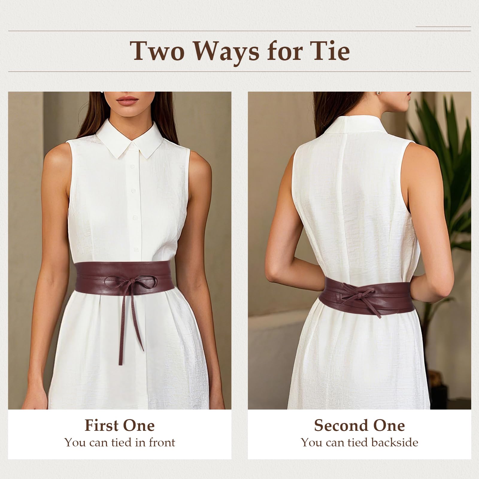 JASGOOD Women's Fashion Leather Obi Style Belt,Wide Wrap Waist Band Chic Belt