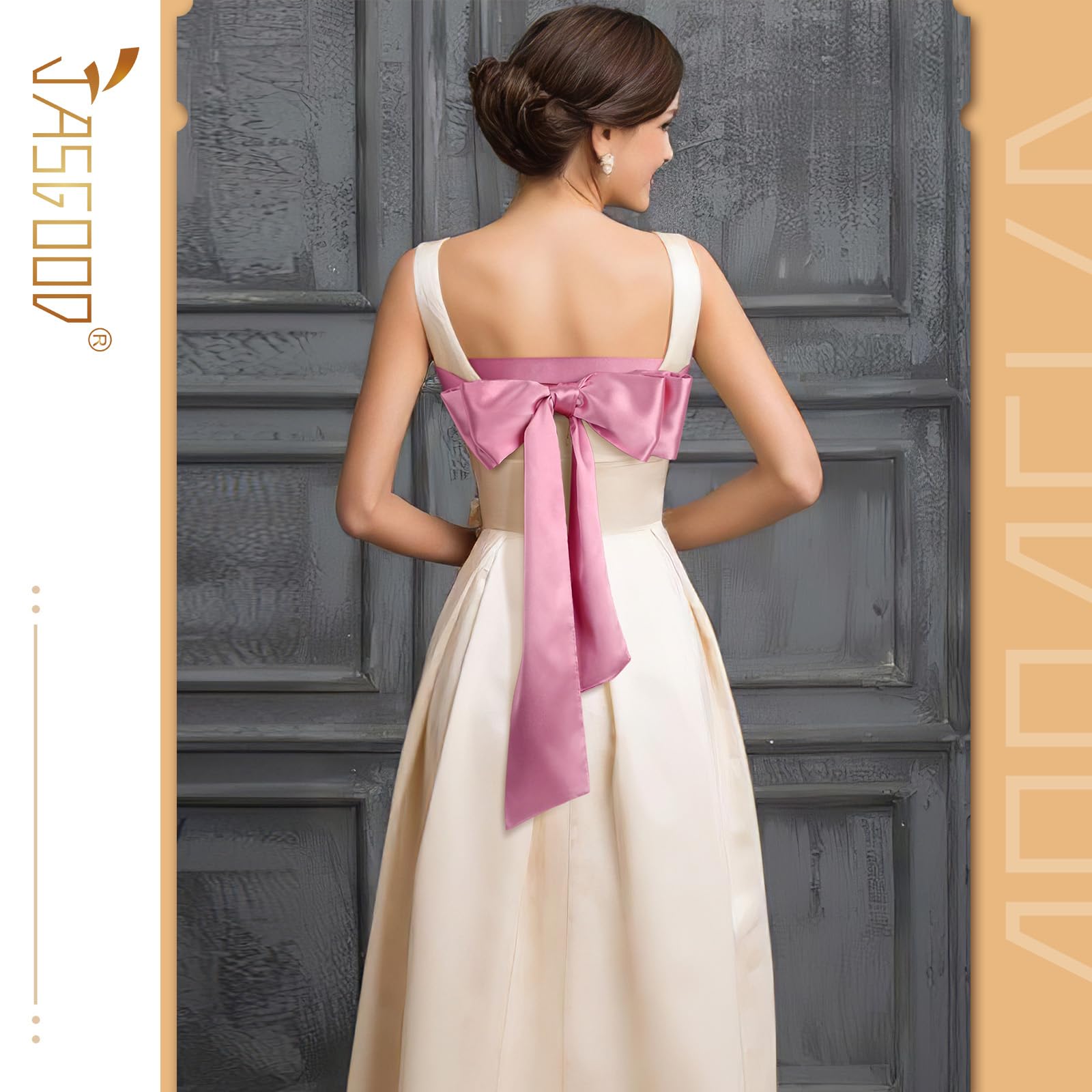 JASGOOD Women Sash Belt for Dress Long Satin Waist Belt for Wedding Party Special Occasion 3.7" Width