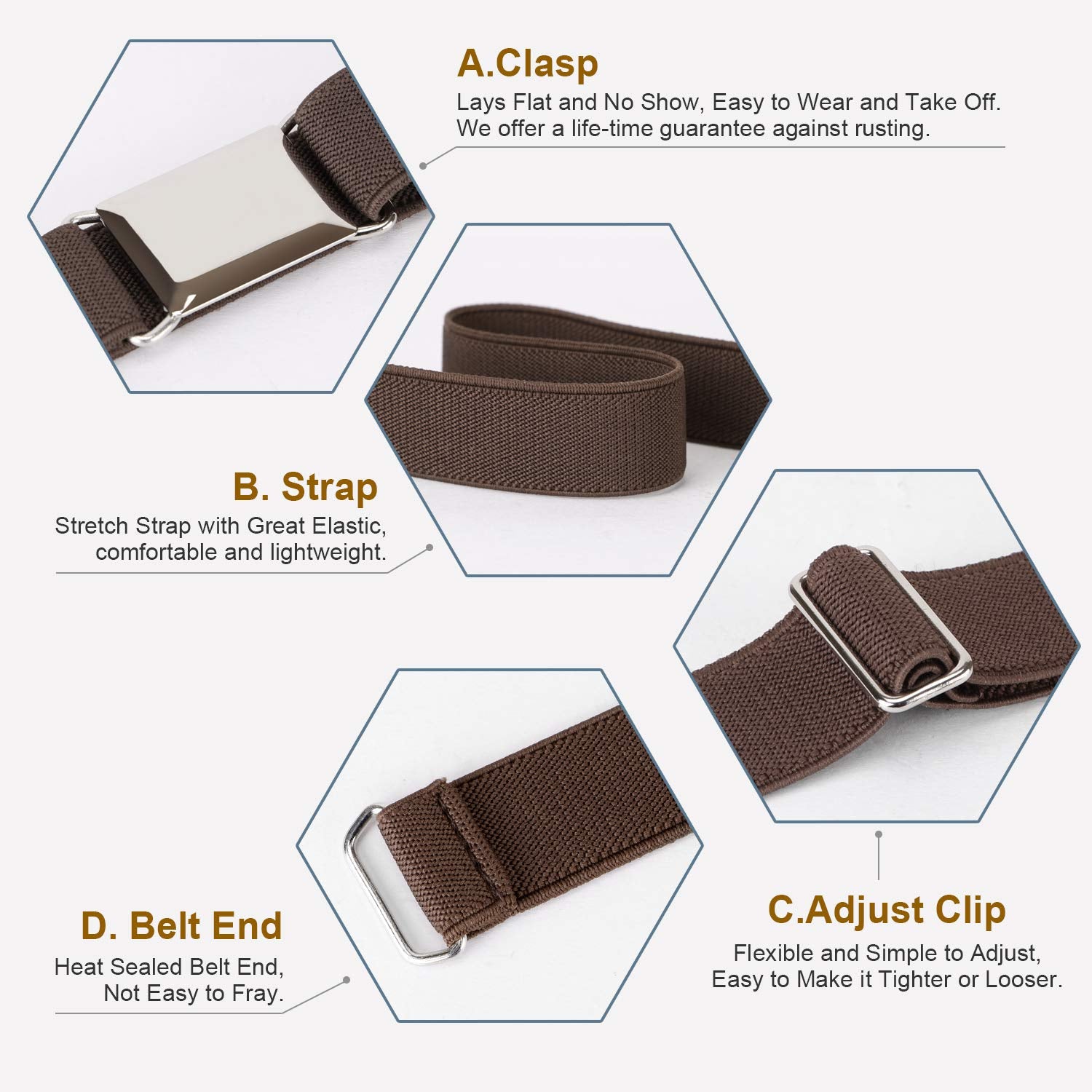 JASGOOD Kids Toddler Belt Elastic Stretch Adjustable Belt for Boys and Girls with Silver Square Buckle 2 Pack