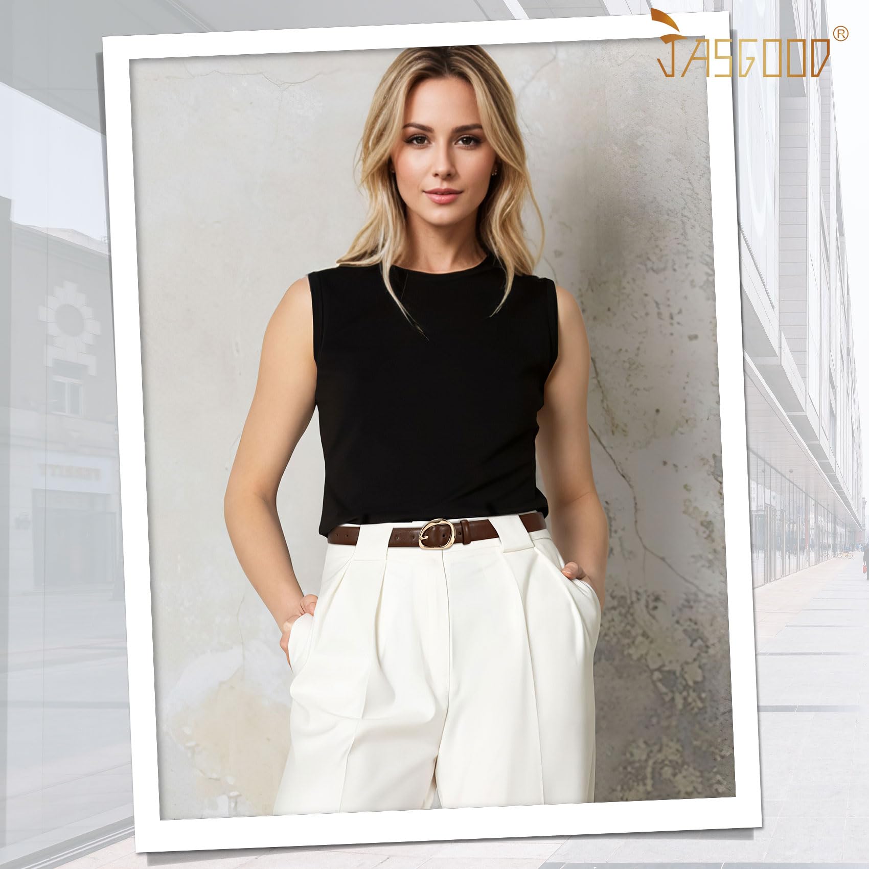 JASGOOD Leather Belts for Women Cute Casual Waist Belt with Gold Buckle Ladies for Jeans Pants Dresses - JASGOOD OFFICIAL