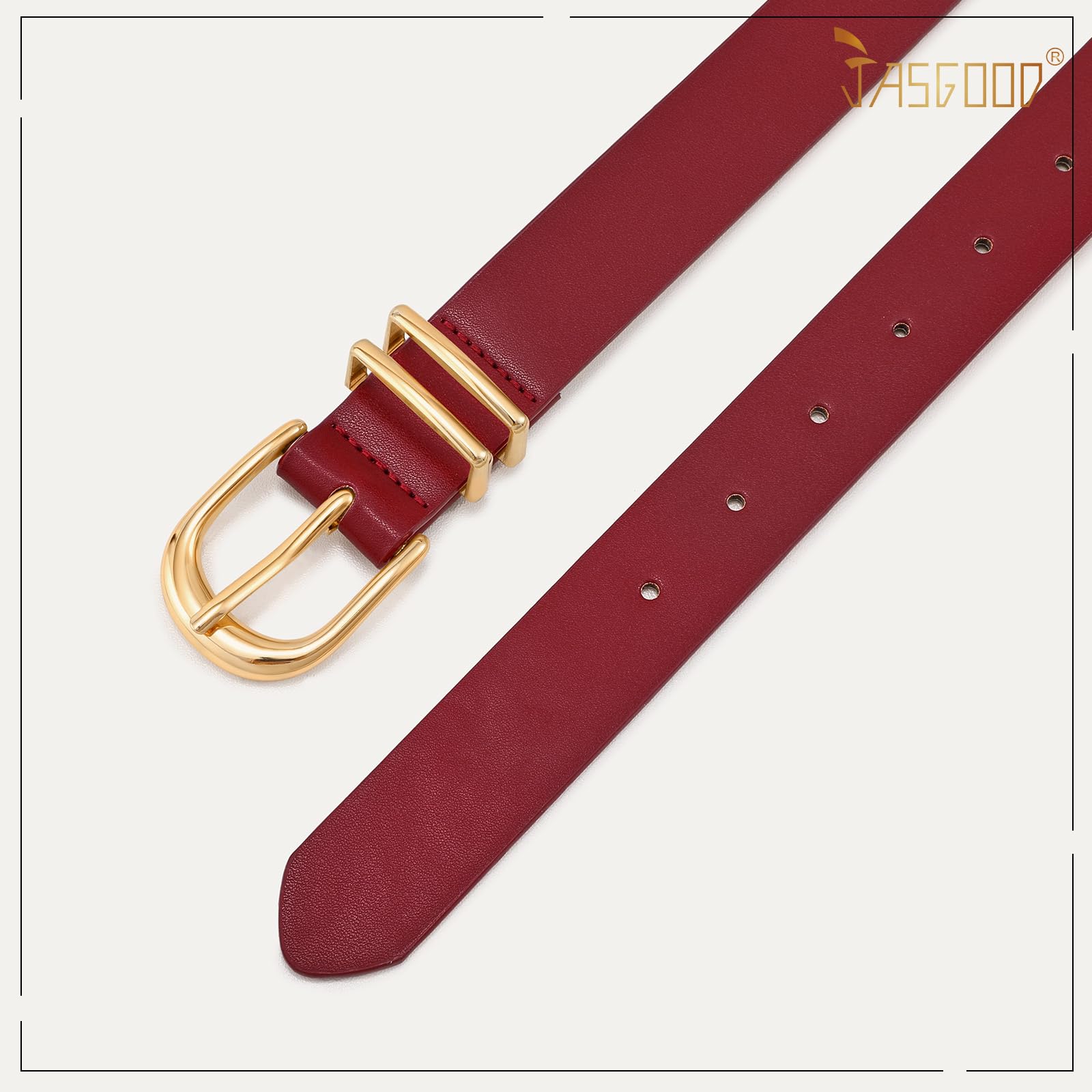 JASGOOD 3 Pack Women Leather Belts For Jeans Dresses Pants Ladies Faux Leather Waist Belt with Gold Buckle - JASGOOD OFFICIAL