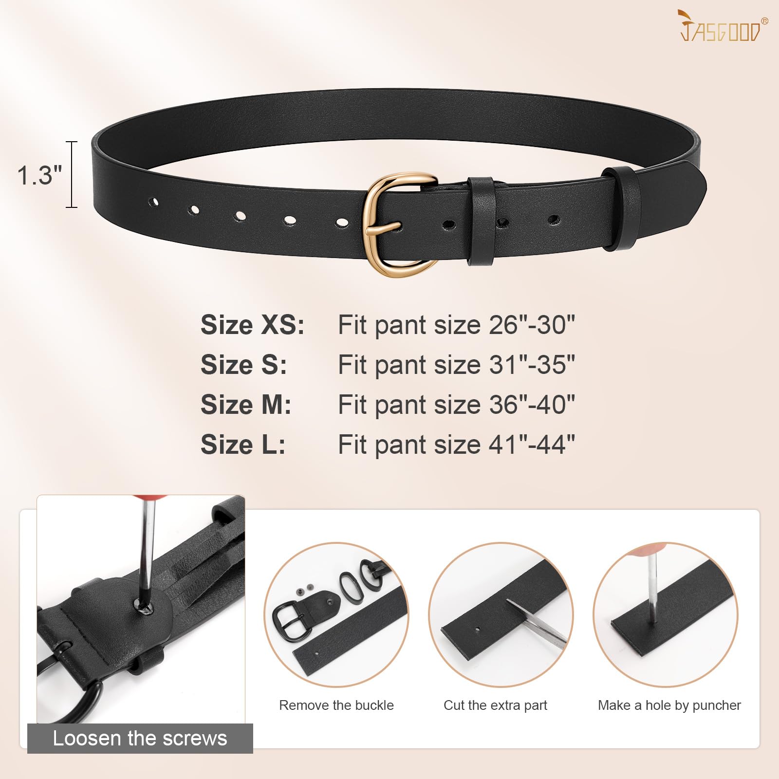 JASGOOD Women Leather Belt for Jeans Pants Gold Buckle Lady Casual Dress Waist Belt - JASGOOD OFFICIAL