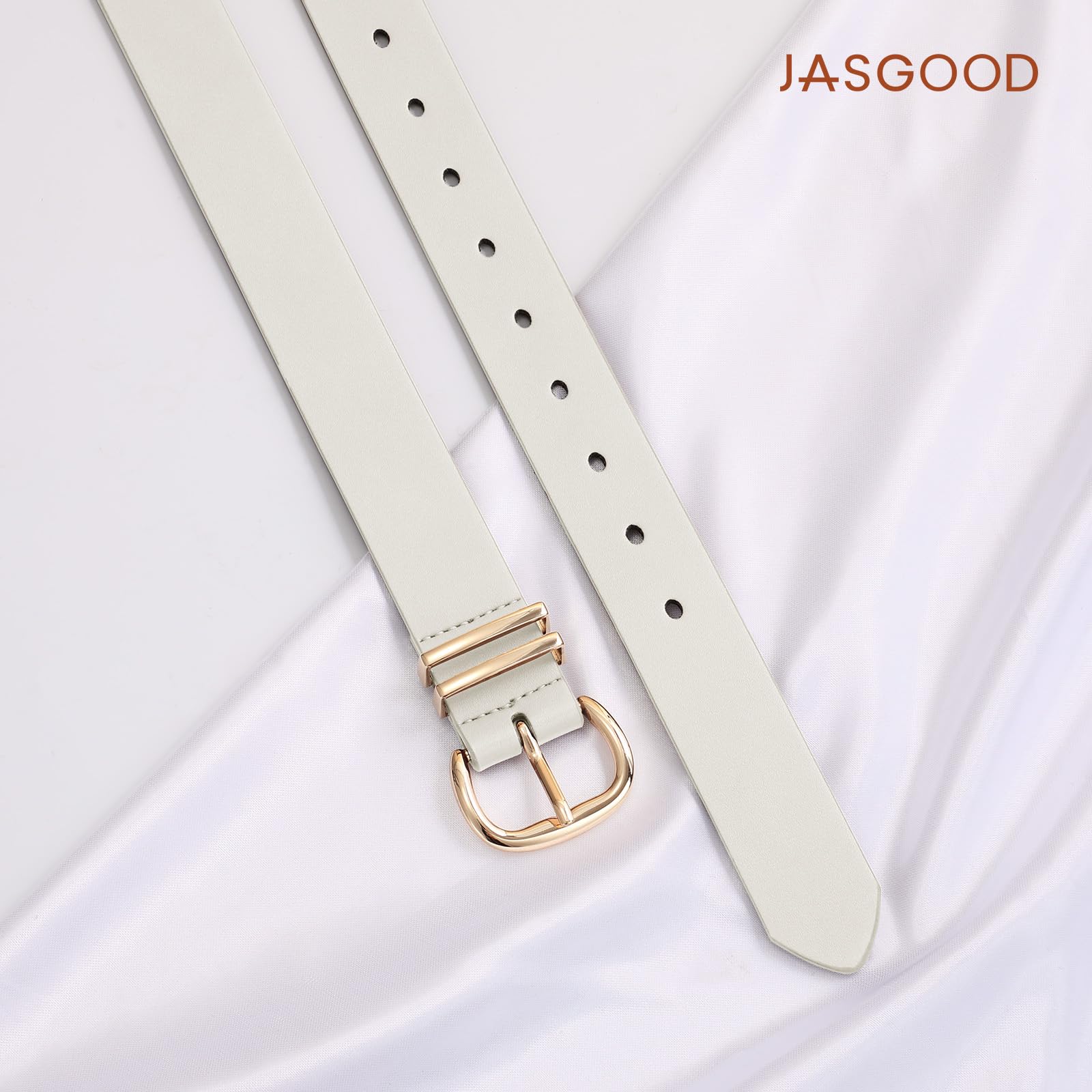 JASGOOD 3 Pack Belts for Women Leather Waist Belts for Jeans Dresses Pants Ladies Fashion Belt with Gold Buckle