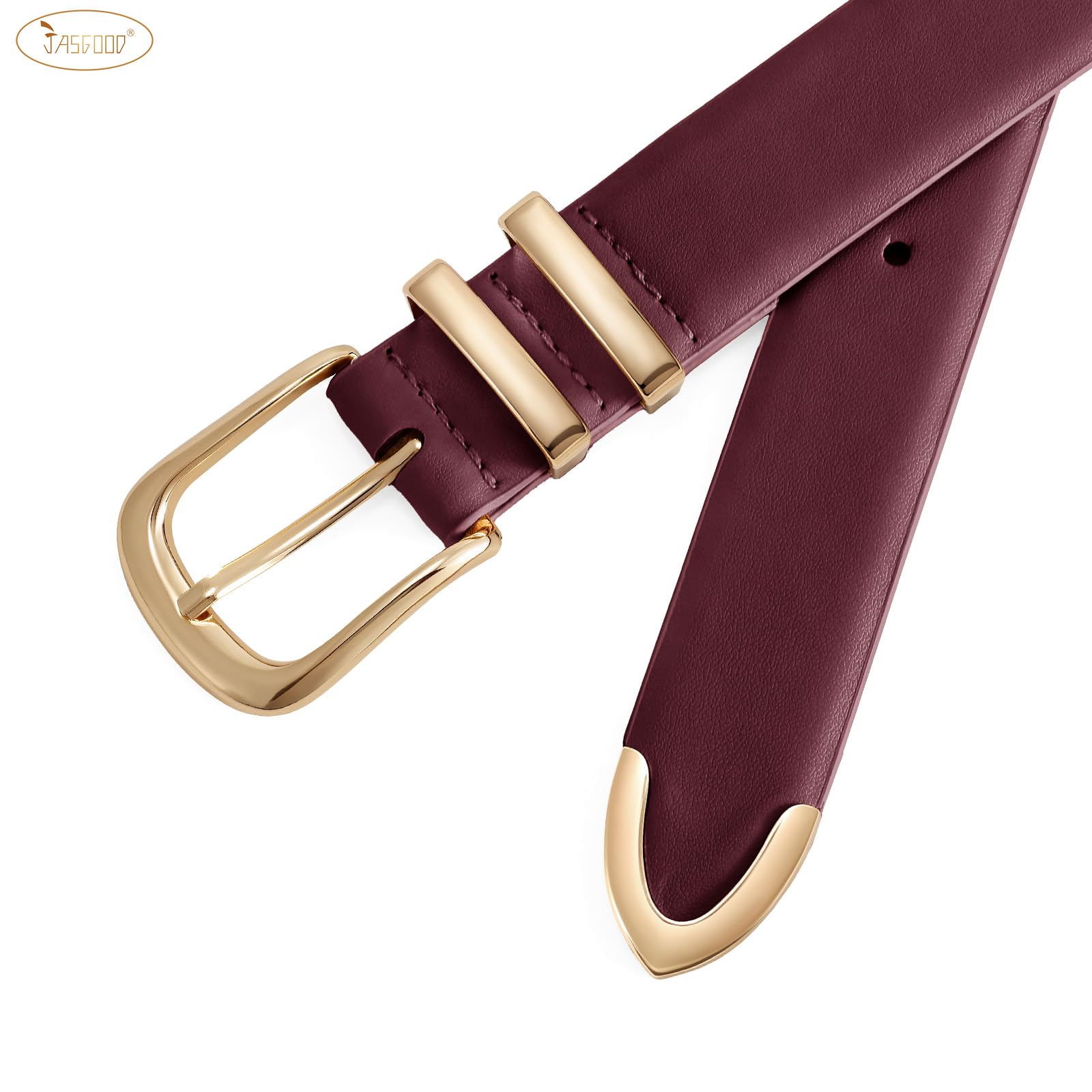 JASGOOD Women Leather Belt with Gold Buckle Ladies Fashion Faux Leather Waist Belt for Jeans Pants - JASGOOD OFFICIAL
