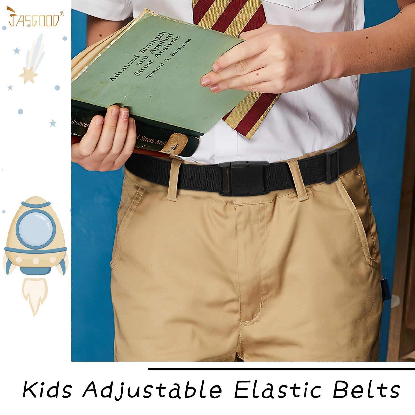 JASGOOD Kids Adjustable Elastic Belt for Boys Girls and Toddlers Nickel Free Stretch Belts for Pants Jeans