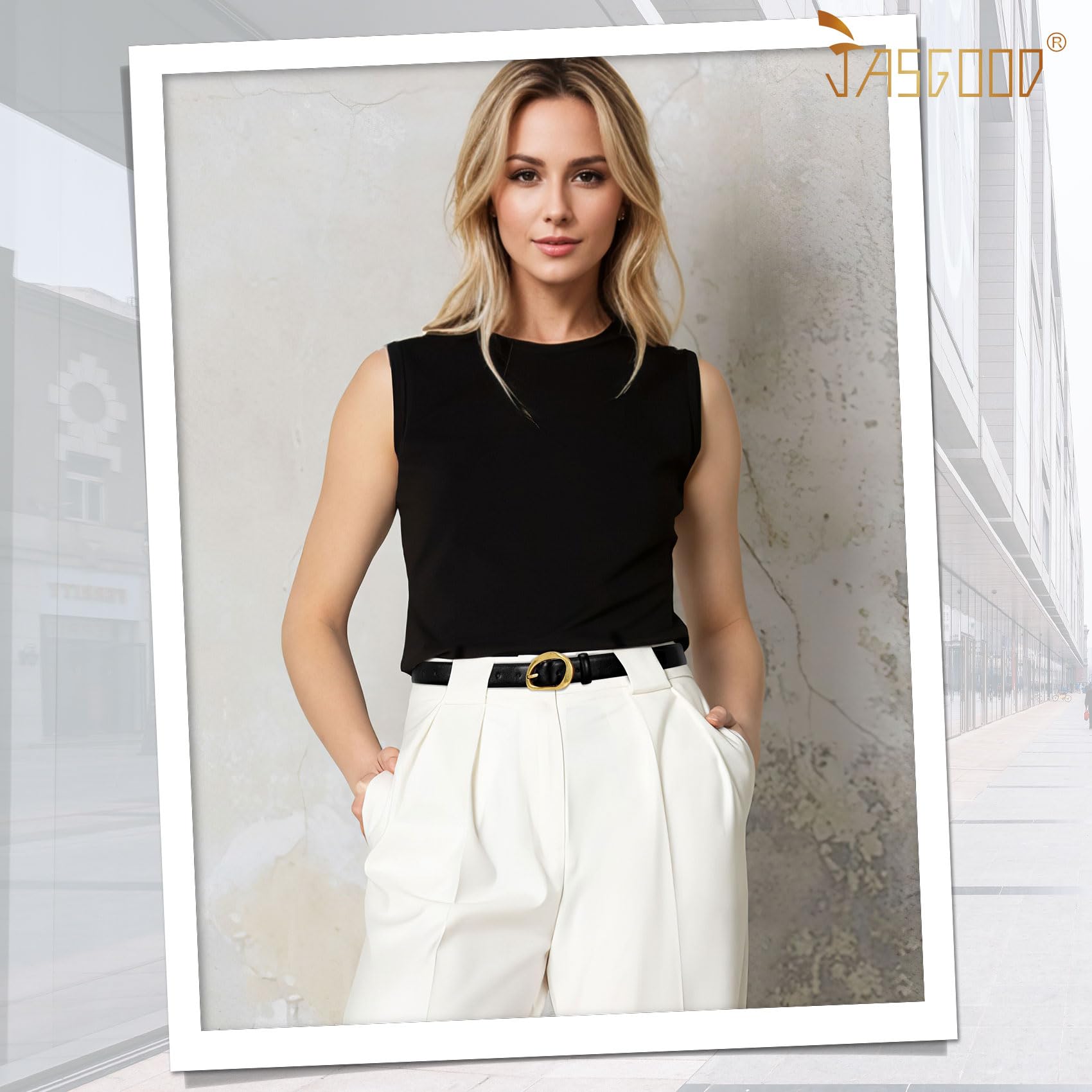 JASGOOD Leather Belts for Women Cute Casual Waist Belt with Gold Buckle Ladies for Jeans Pants Dresses - JASGOOD OFFICIAL