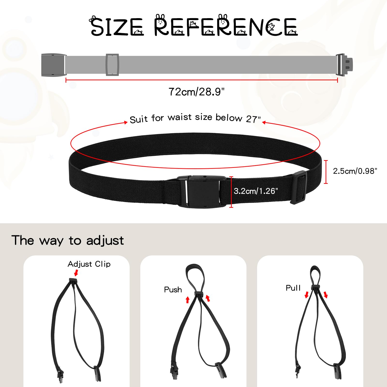 JASGOOD Kids Adjustable Elastic Belt for Boys Girls and Toddlers Nickel Free Stretch Belts for Pants Jeans