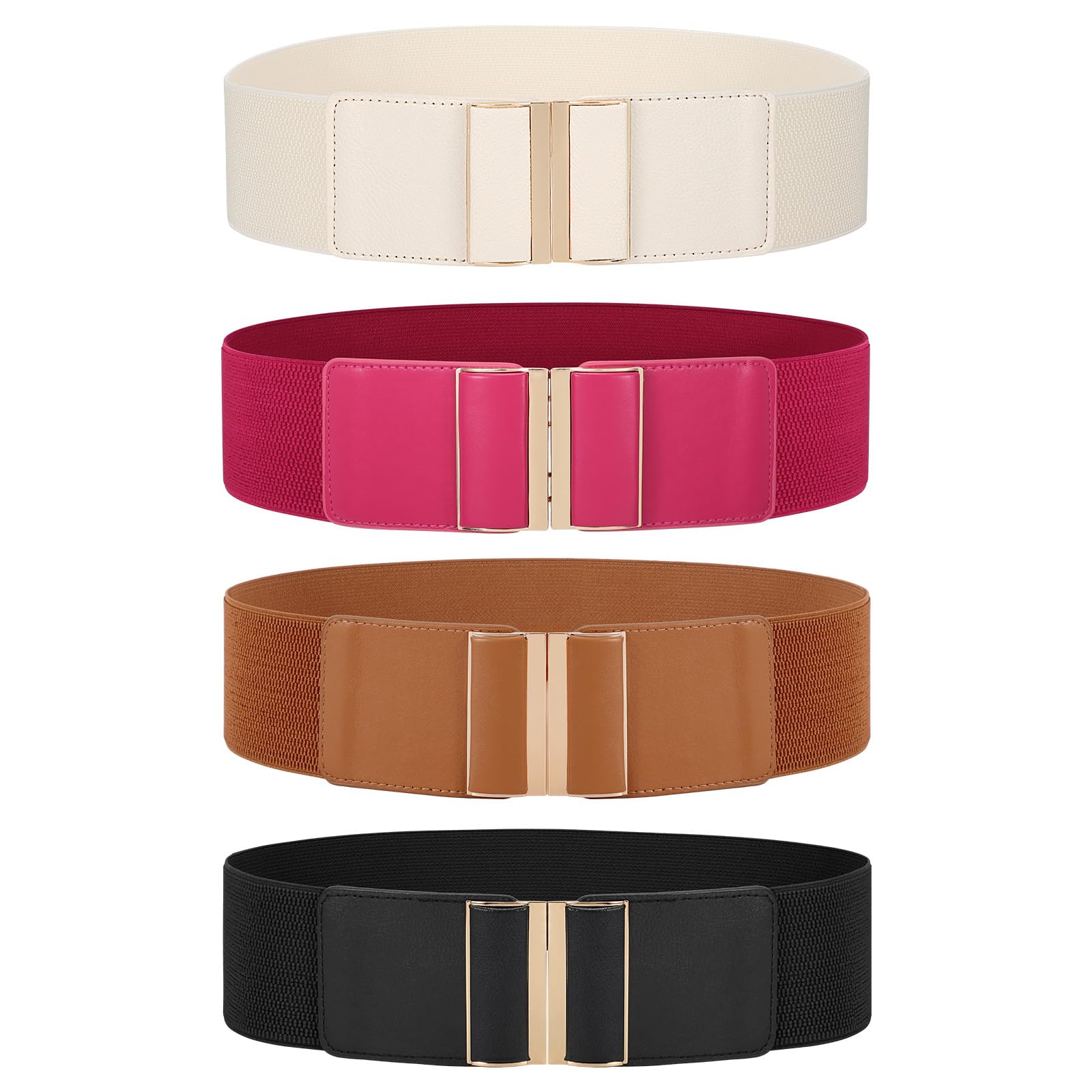 JASGOOD 4 Pack Wide Elastic Stretch Waist Belts for Women Dress Belt - JASGOOD OFFICIAL