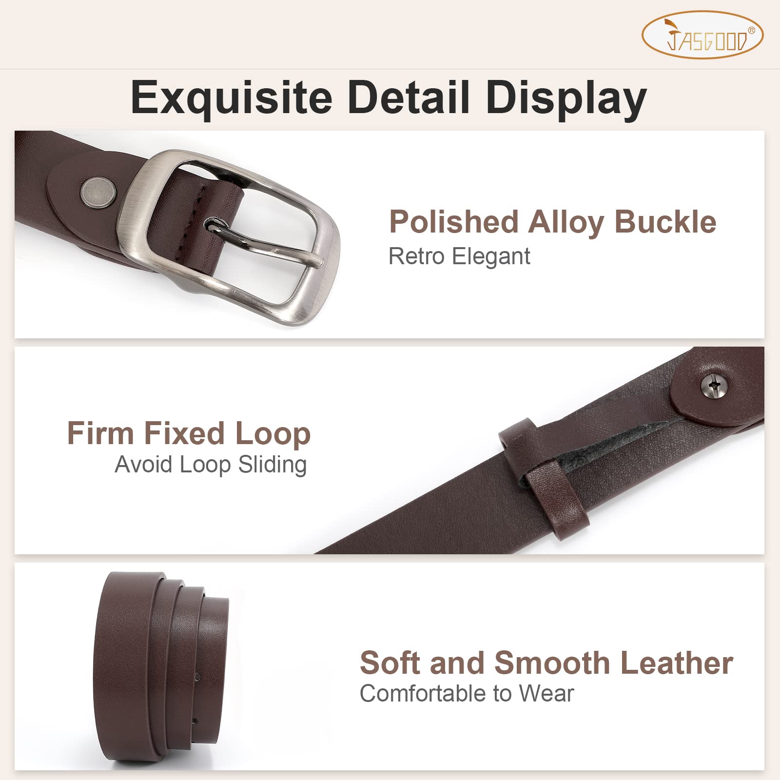 JASGOOD 2 Pack Women Faux Leather Belt, Fashion Ladies Belt with Pin Buckle for Jeans Pants - JASGOOD OFFICIAL
