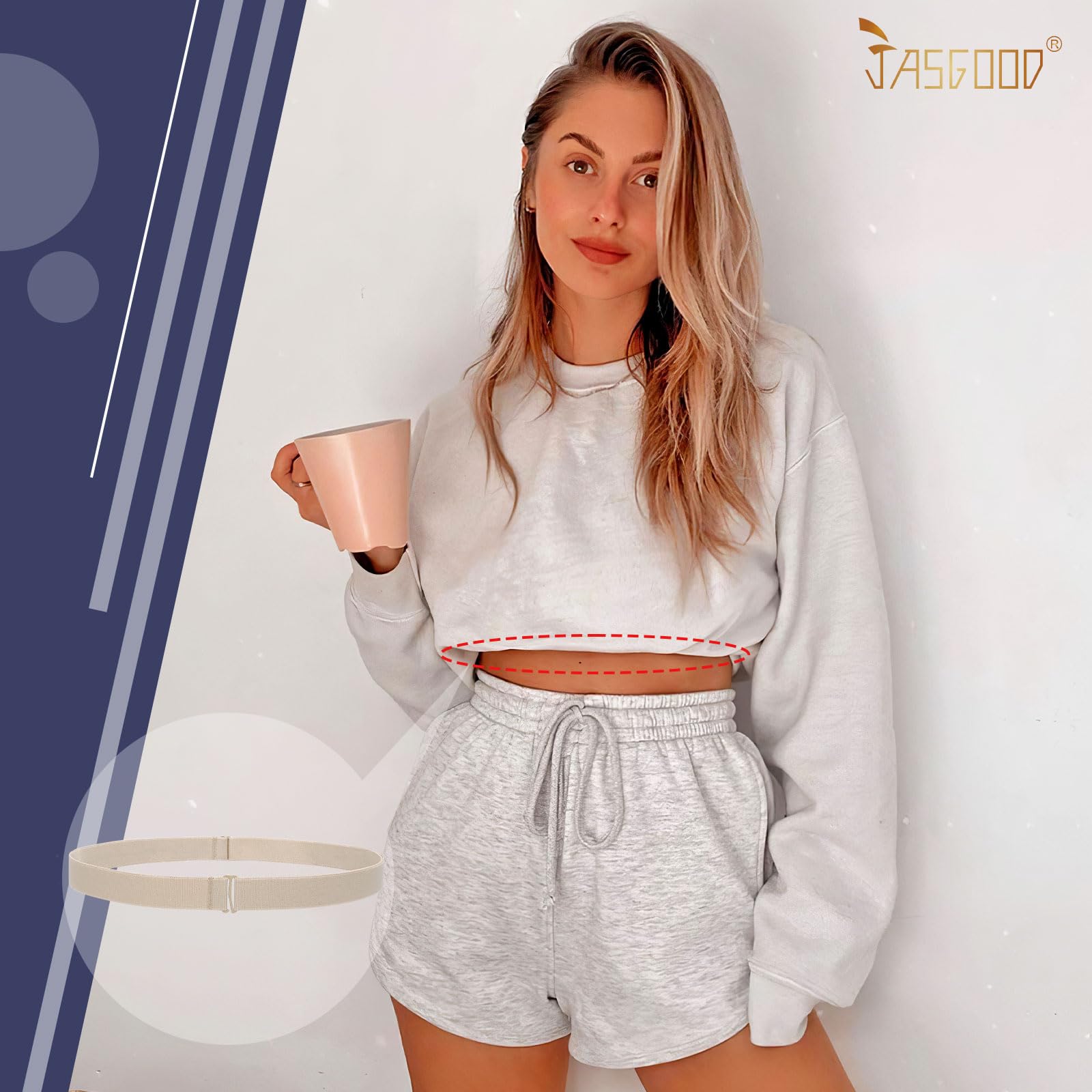JASGOOD Crop Top Tuck Waist Band Adjustable Band Tucking Sweaters Shirts Elastic Stretch Belts for Women Change Style of Tops - JASGOOD OFFICIAL