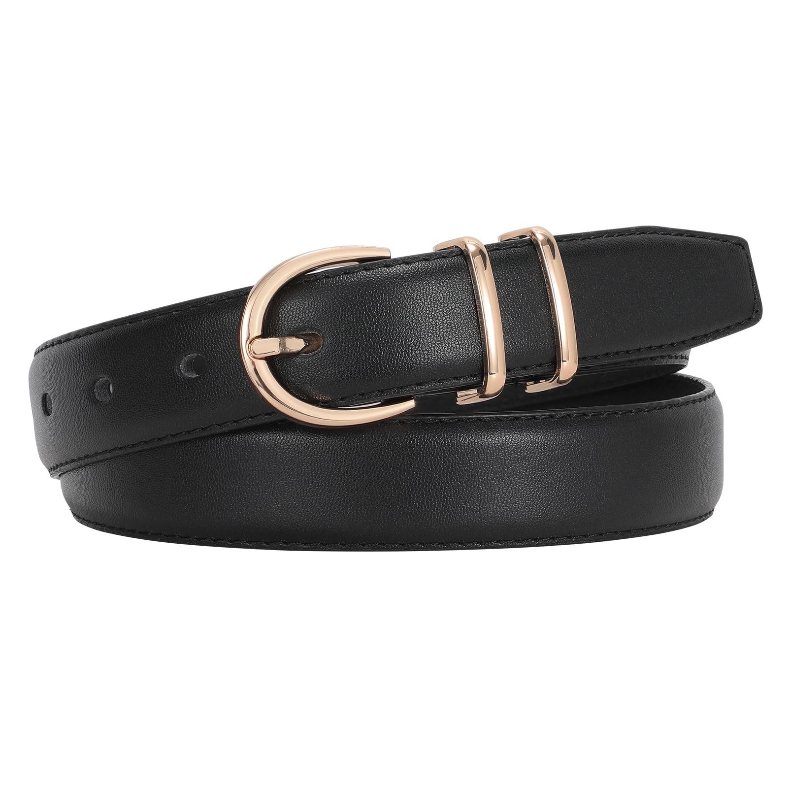 JASGOOD Women Leather Belt Fashion Dress Belt with Gold Buckle for Ladies Jeans Pants