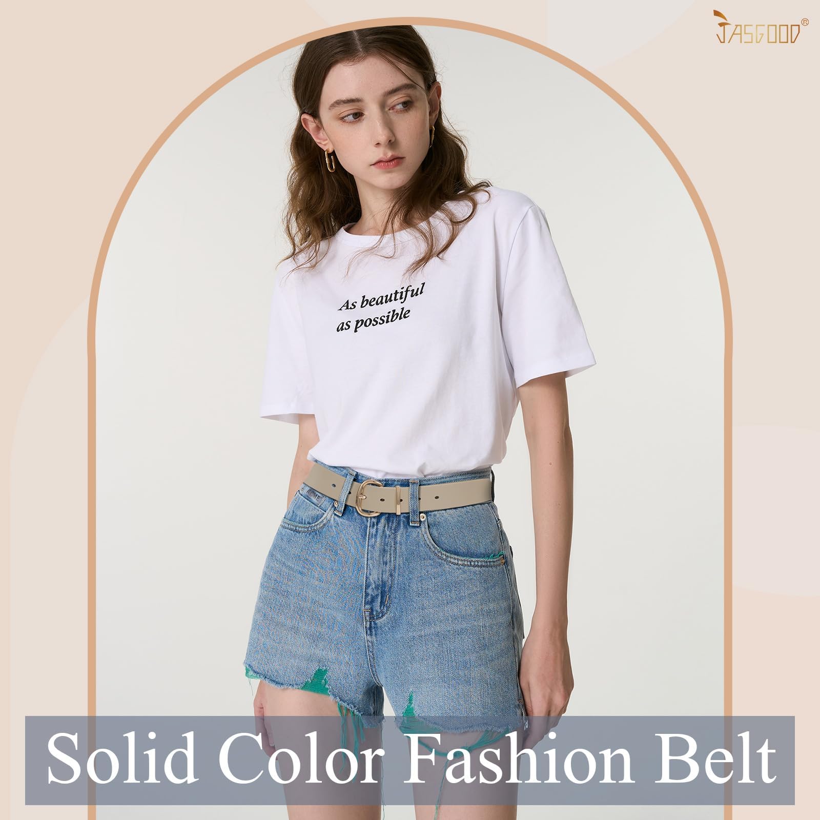 JASGOOD 3 Pack Belts for Women Leather Waist Belts for Jeans Dresses Pants Ladies Fashion Belt with Gold Buckle