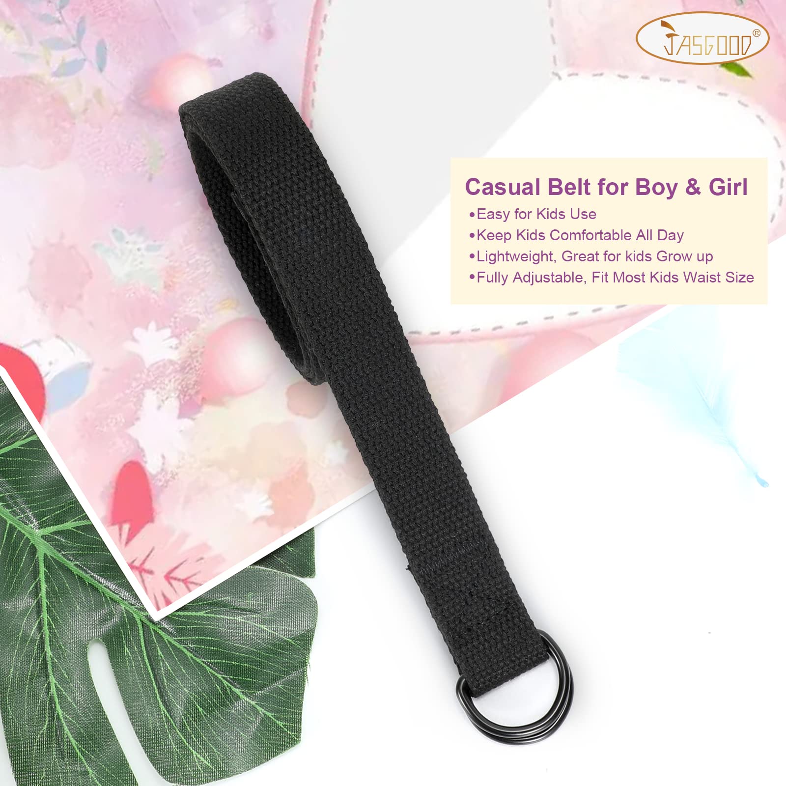 JASGOOD Boy's Canvas Belt Kids Football Belt with Double D-ring Buckle