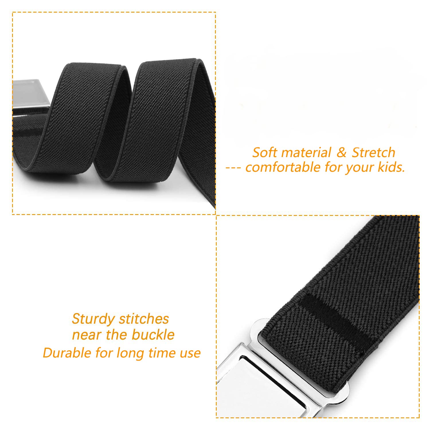 JASGOOD Kids Adjustable Magnetic Belt Boys Girls Elastic Belt with Easy Magnetic Buckle for Back to School Girls
