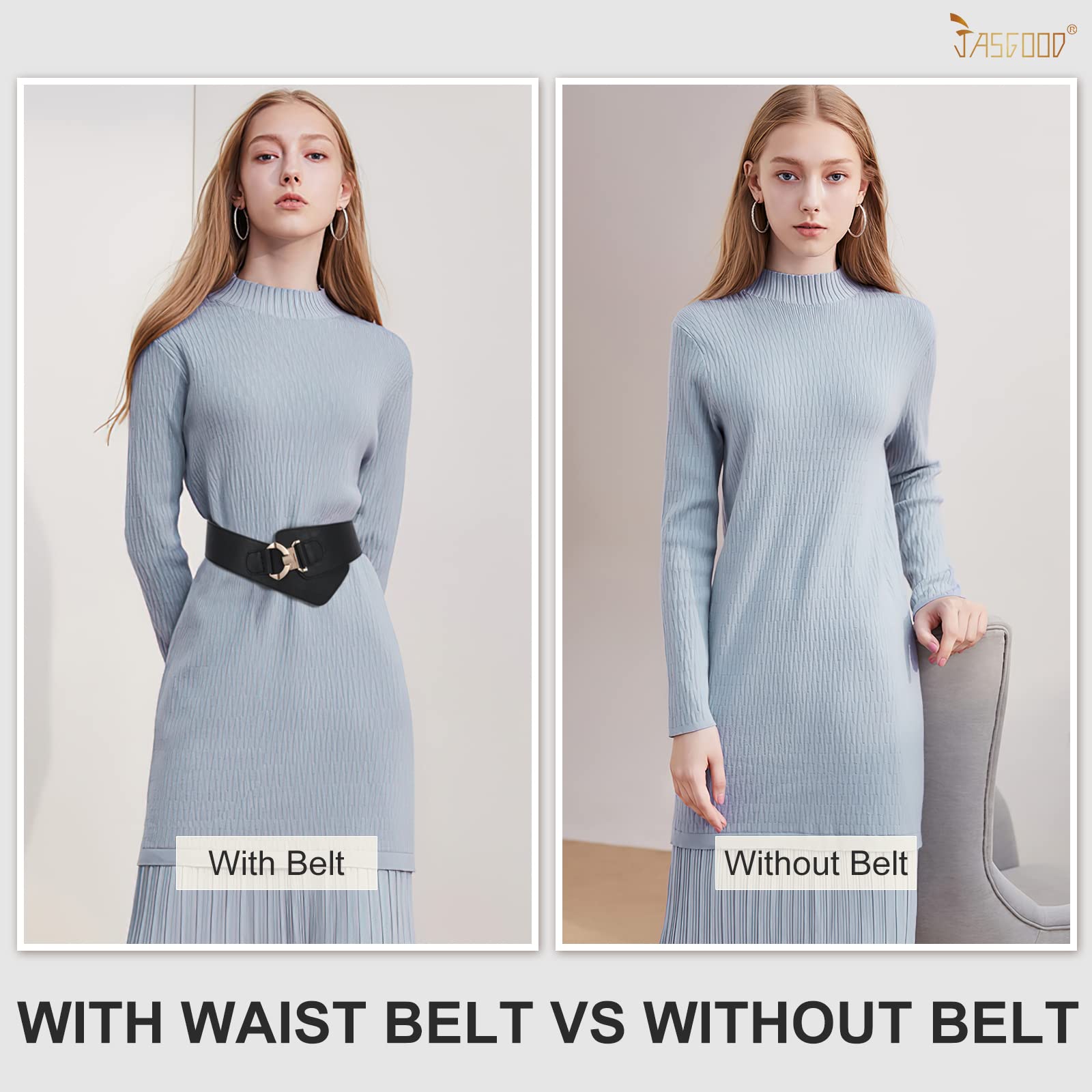JASGOOD Wide Elastic Stretch Waist Belt Women's Adjustable Fashion Dress Belt - JASGOOD OFFICIAL