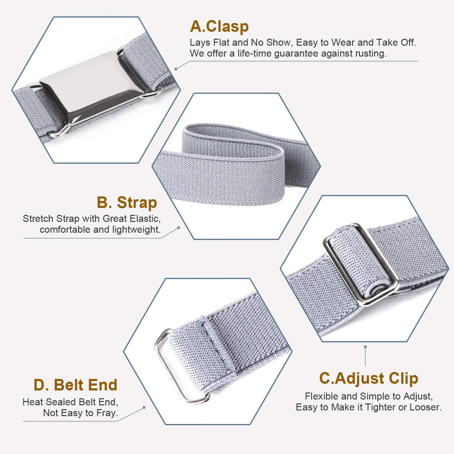 JASGOOD Kids Toddler Belt Elastic Stretch Adjustable Belt for Boys and Girls with Silver Square Buckle 2 Pack