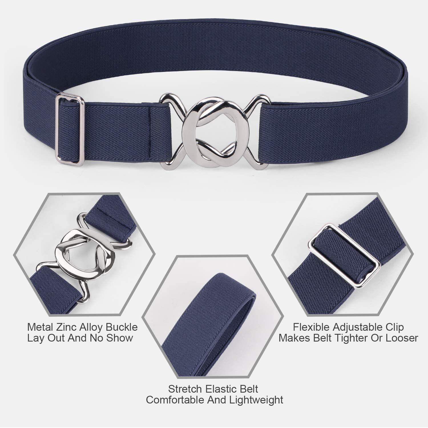 JASGOOD Women No Show Stretch Belt Adjustable Elastic Web Belt with Flat Buckle for Jeans Pants Casual Belts - JASGOOD OFFICIAL